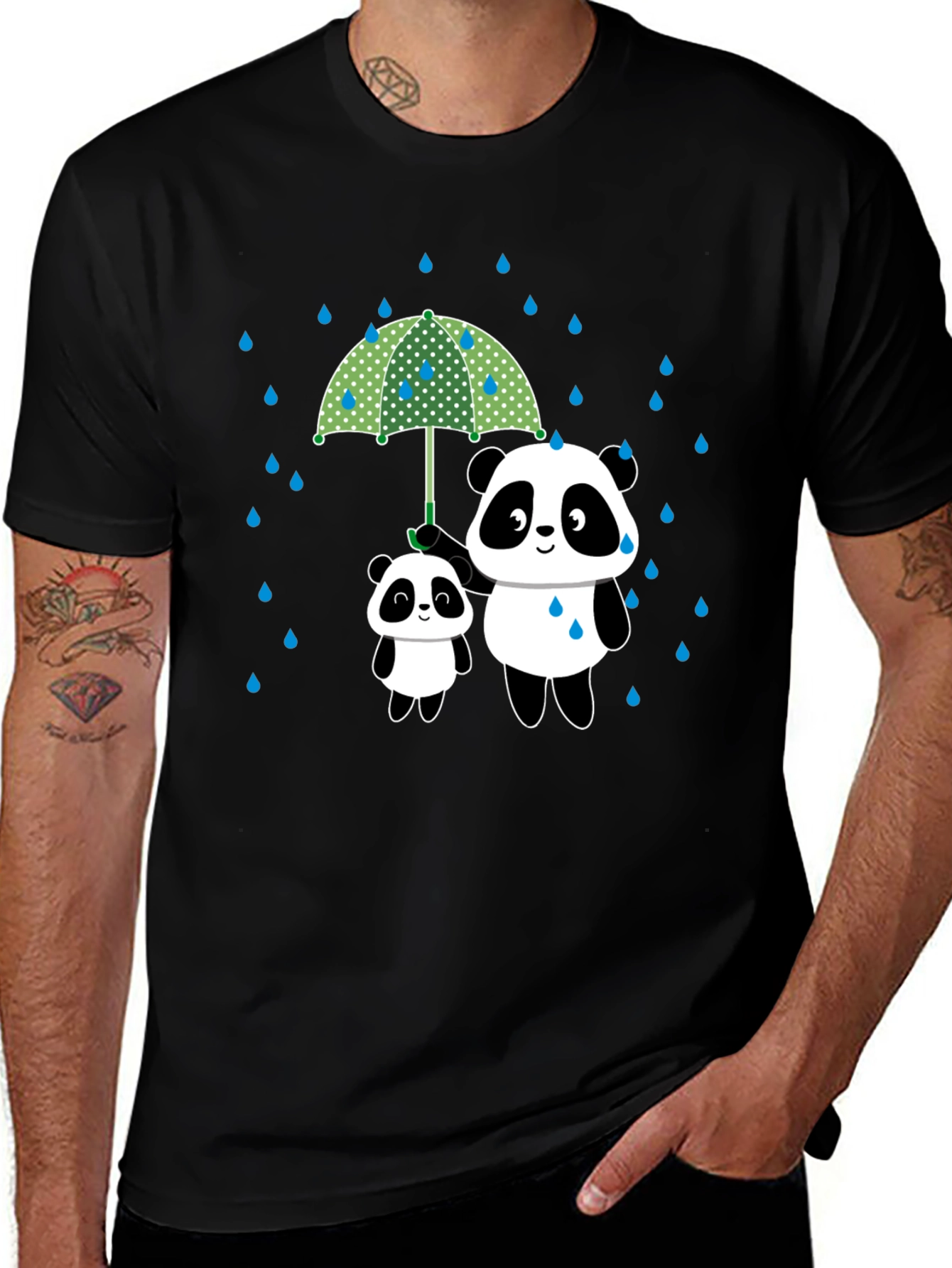 Variant 21 of Panda Umbrella T-Shirt - Cute Graphic Tee