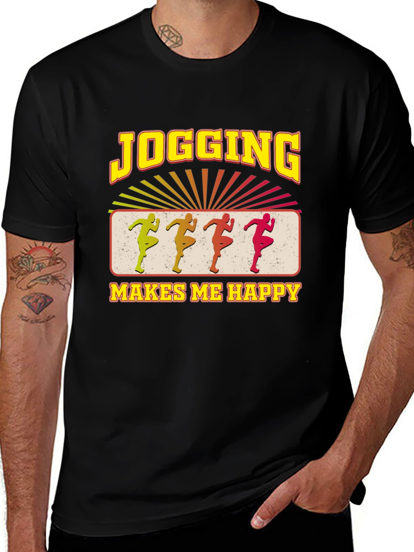 Variant 6 of Jogging Makes Me Happy Black T-Shirt