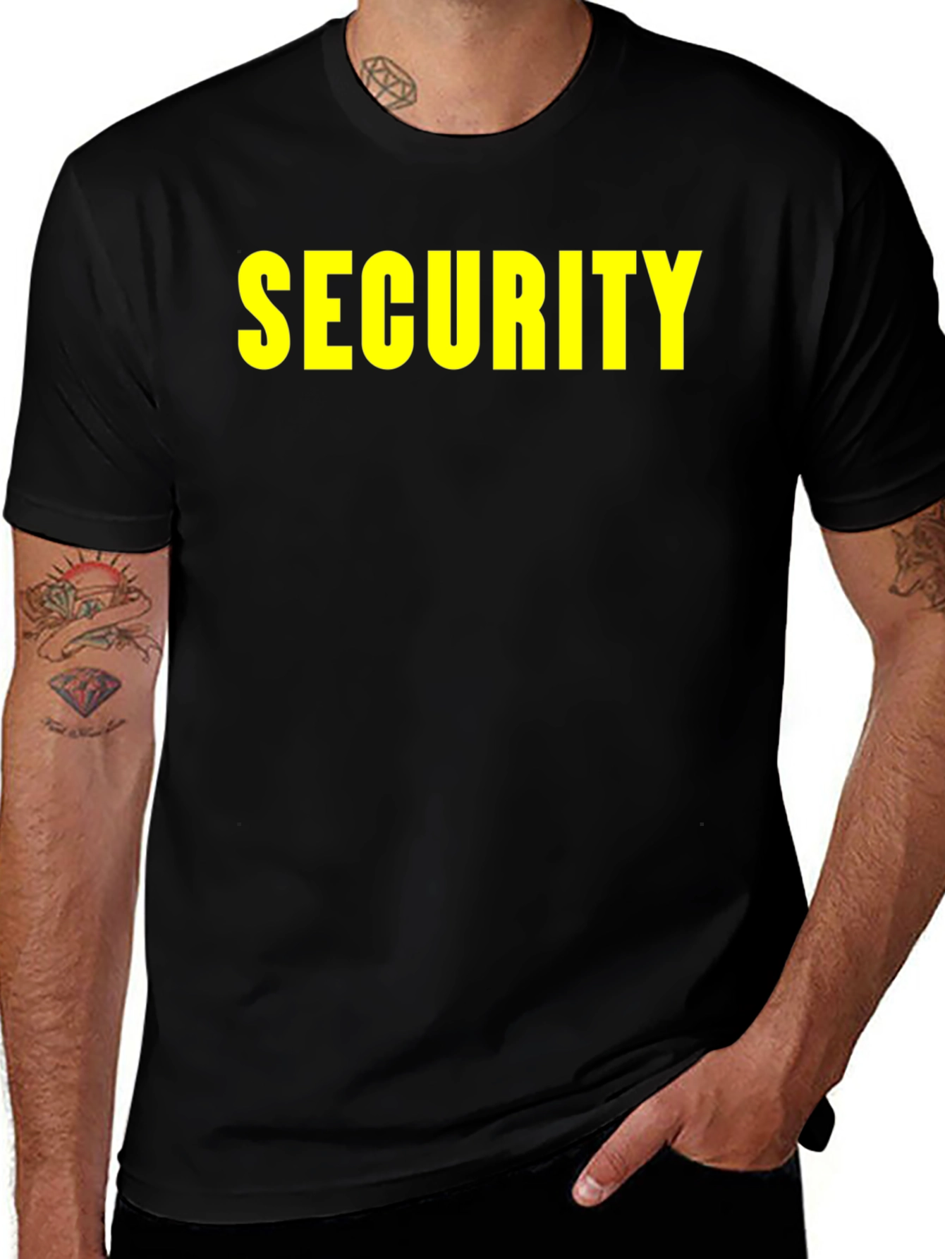 Variant 8 of Security Graphic Tee - Bold Yellow Print on Black