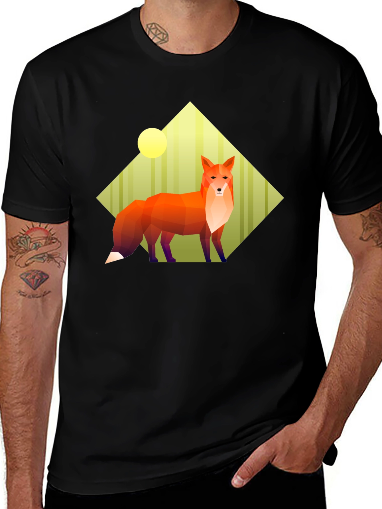 Variant 22 of Geometric Fox Graphic Tee - Unisex Black T-Shirt