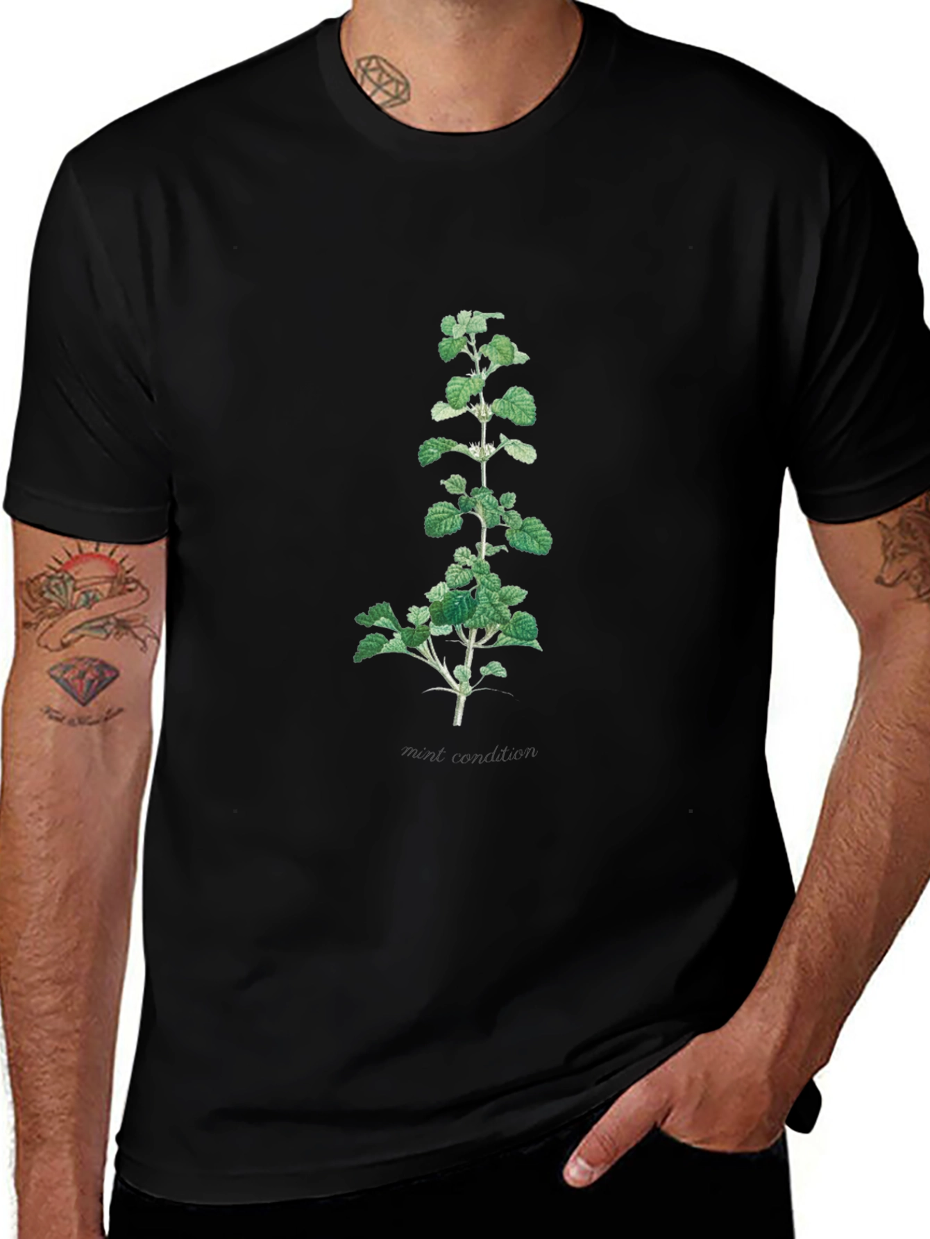 Variant 23 of Botanical Print Black T-Shirt