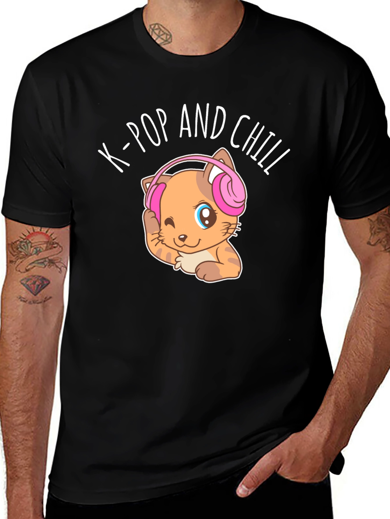 Variant 27 of K-Pop and Chill Cat Graphic Tee