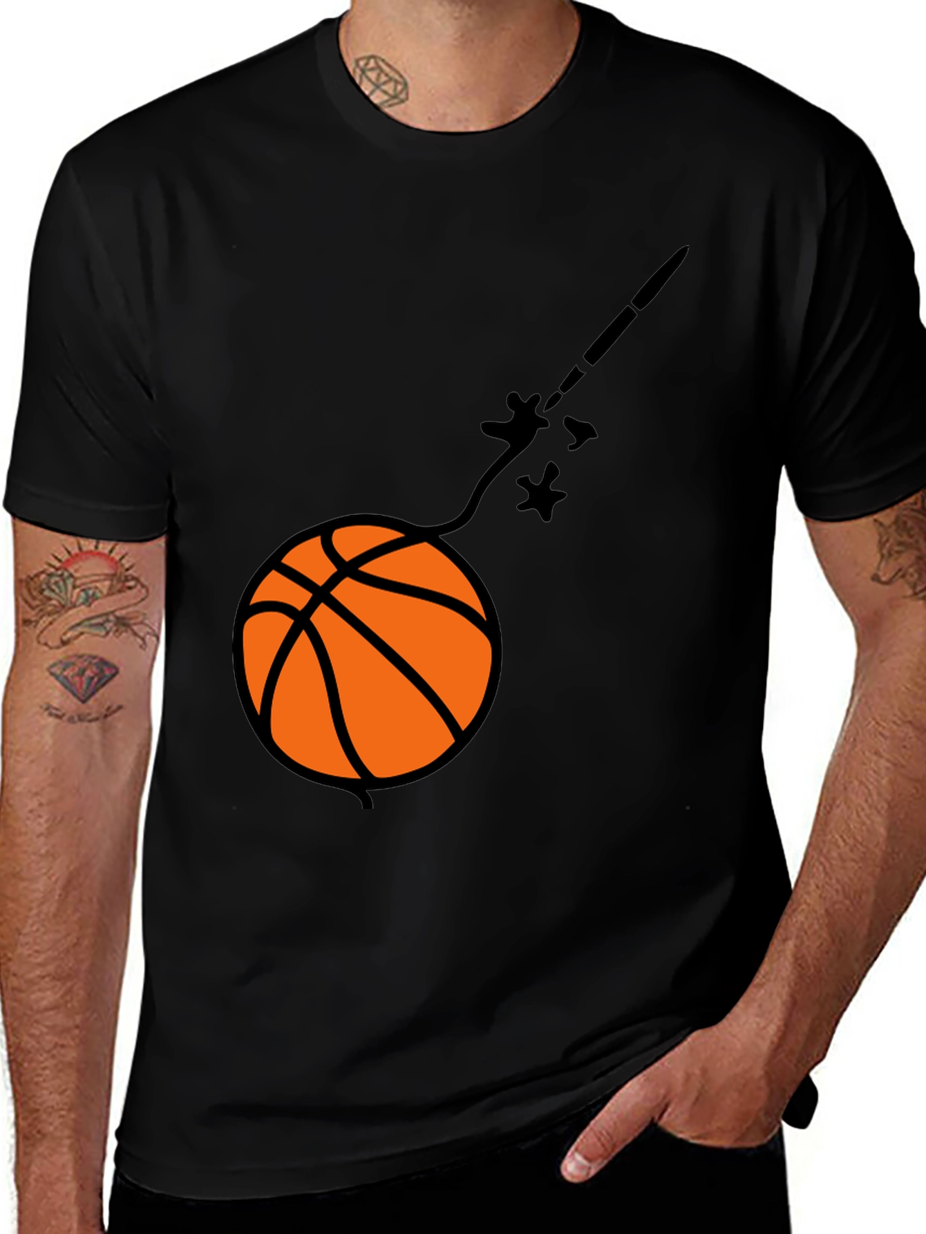 Black Basketball Comet Graphic Tee