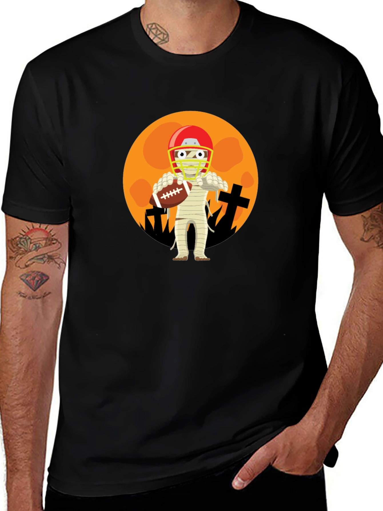 Black Football Mummy Halloween T-Shirt main image