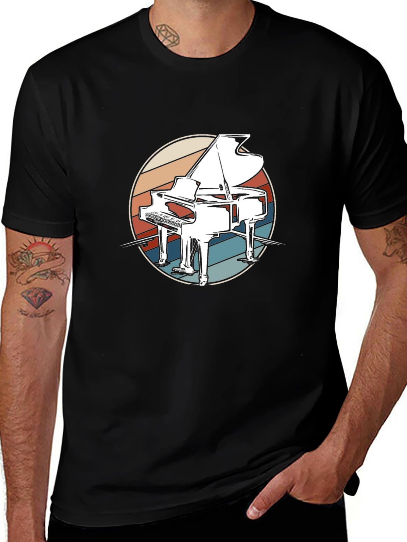 Variant 12 of Retro Piano Graphic Tee - Cool Music Lover Shirt