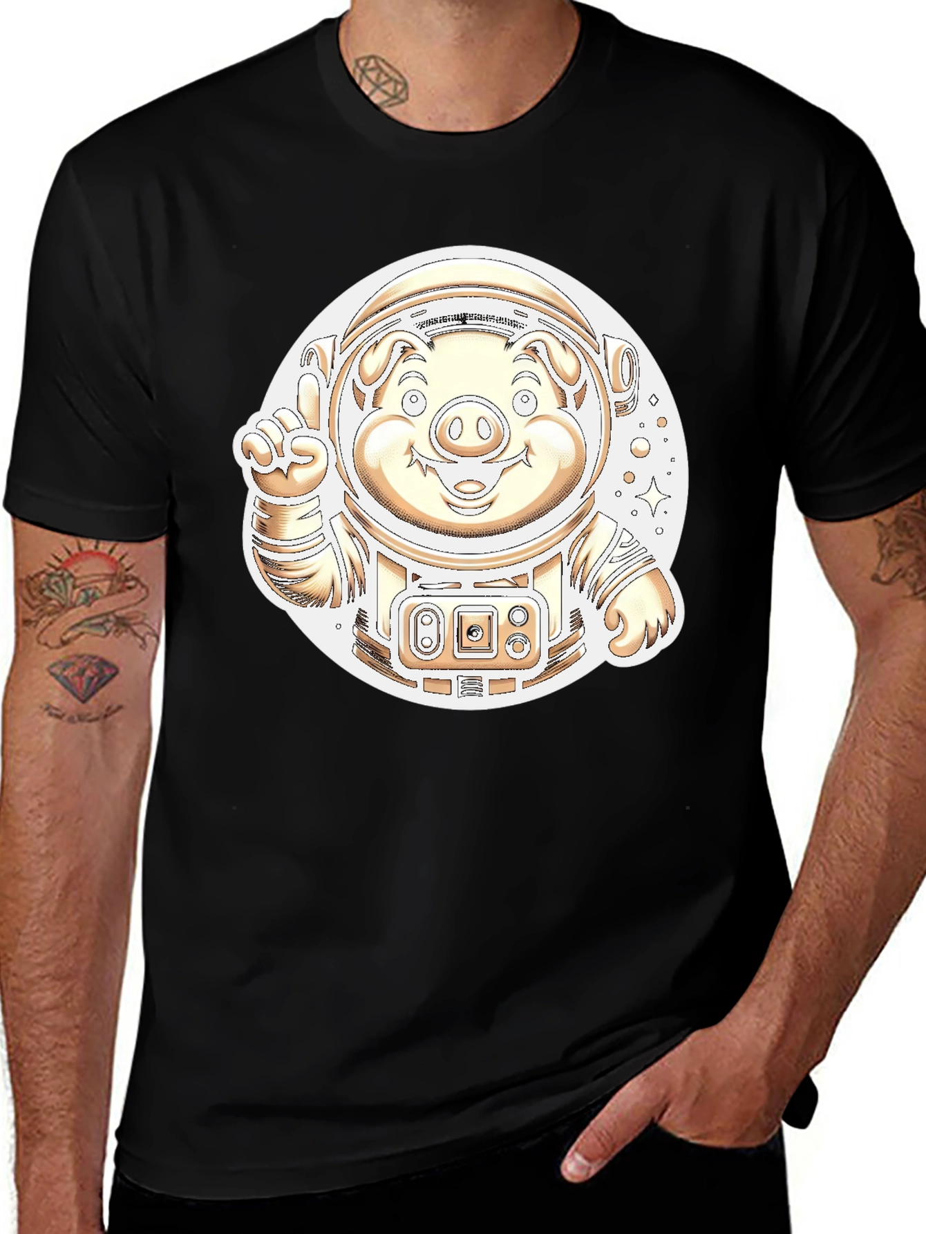 Variant 8 of Astronaut Pig Graphic T-Shirt - Outer Space Fun