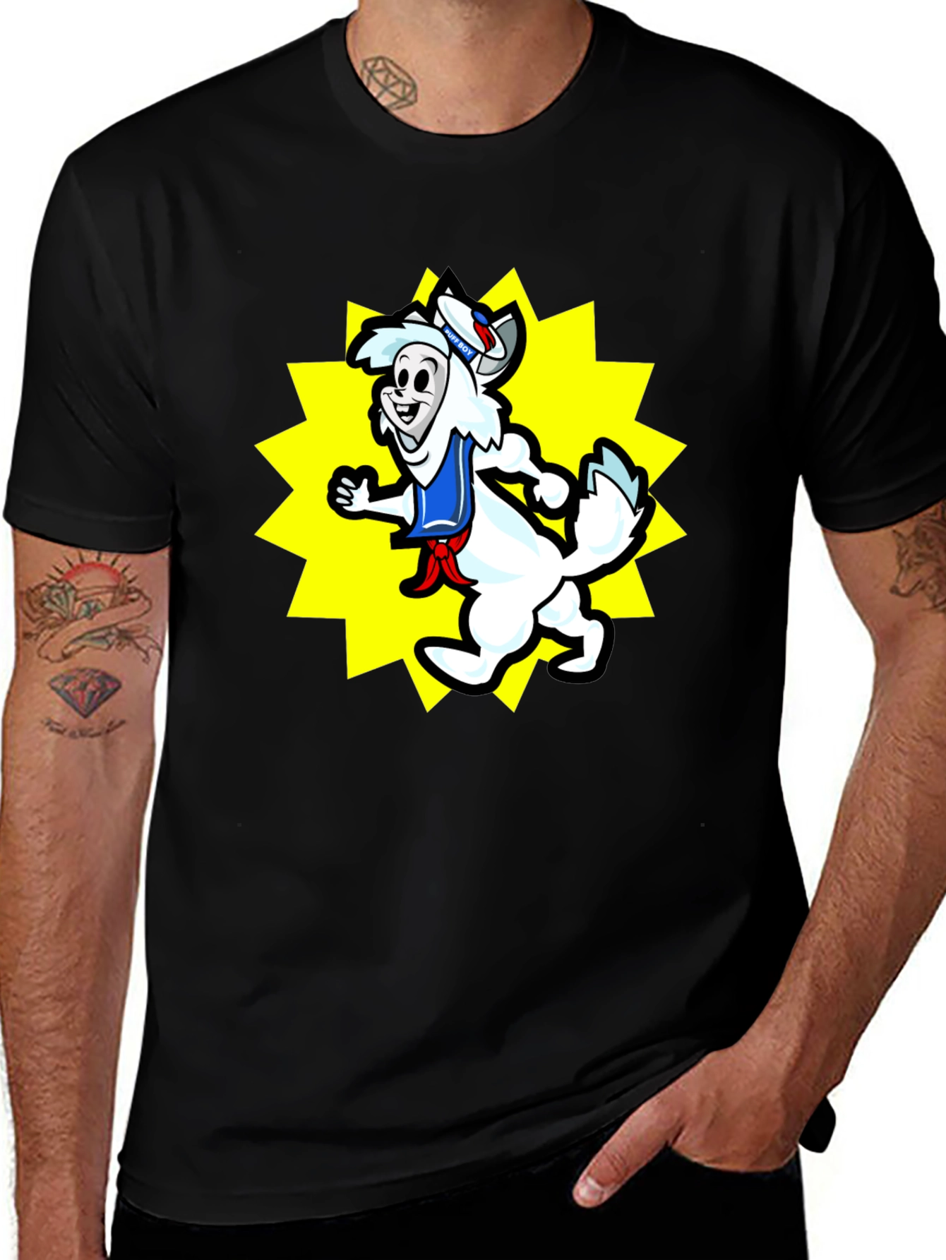 Variant 10 of Stay Puft Marshmallow Man Cartoon Black T-Shirt