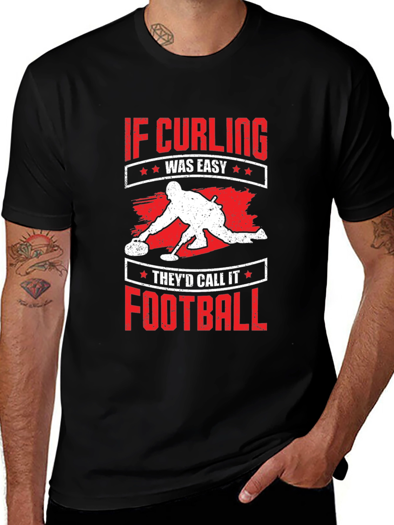 Black Curling T-Shirt - If Curling Was Easy Football main image