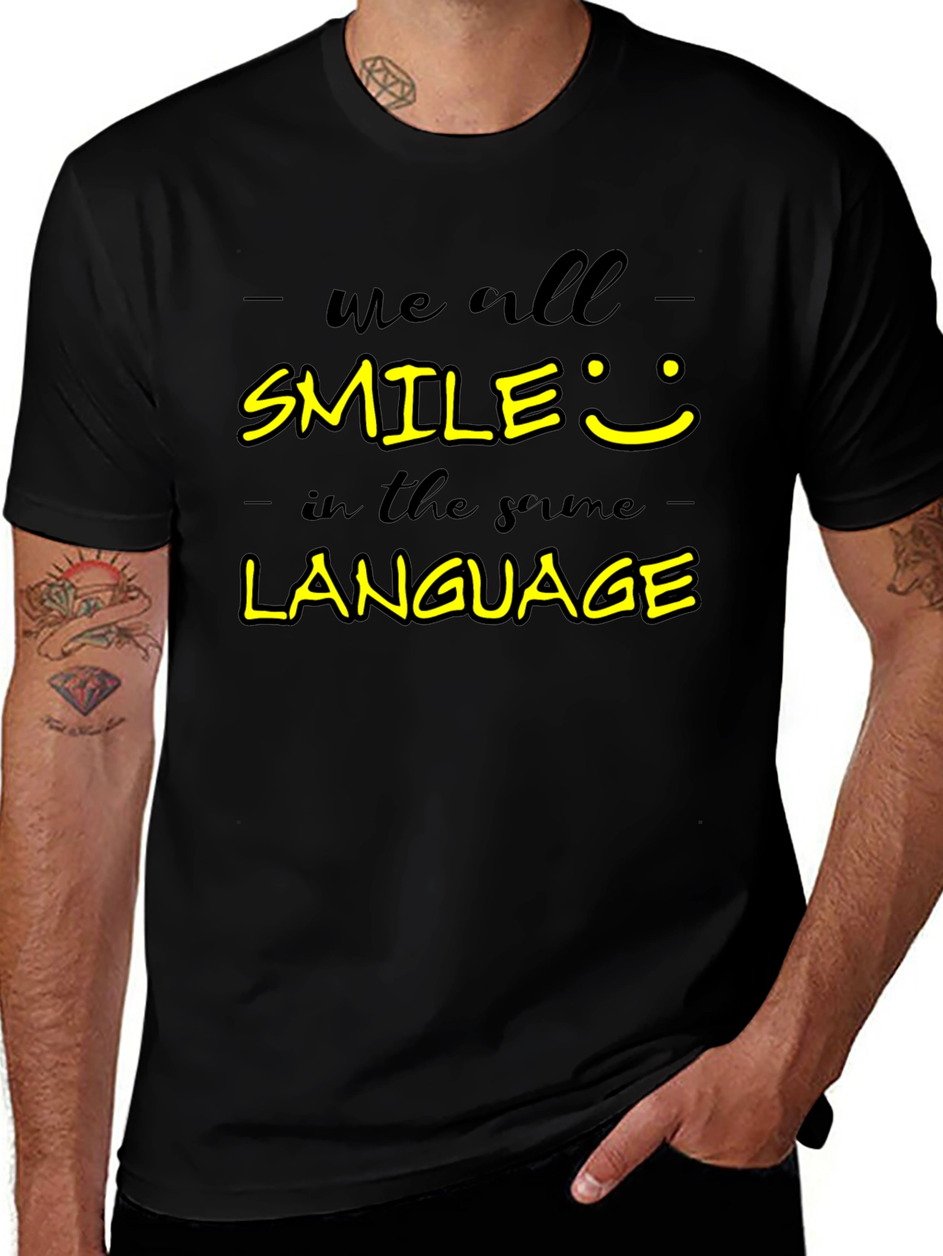 Variant 29 of Smile Language Graphic Tee - Unisex Casual Black T-Shirt