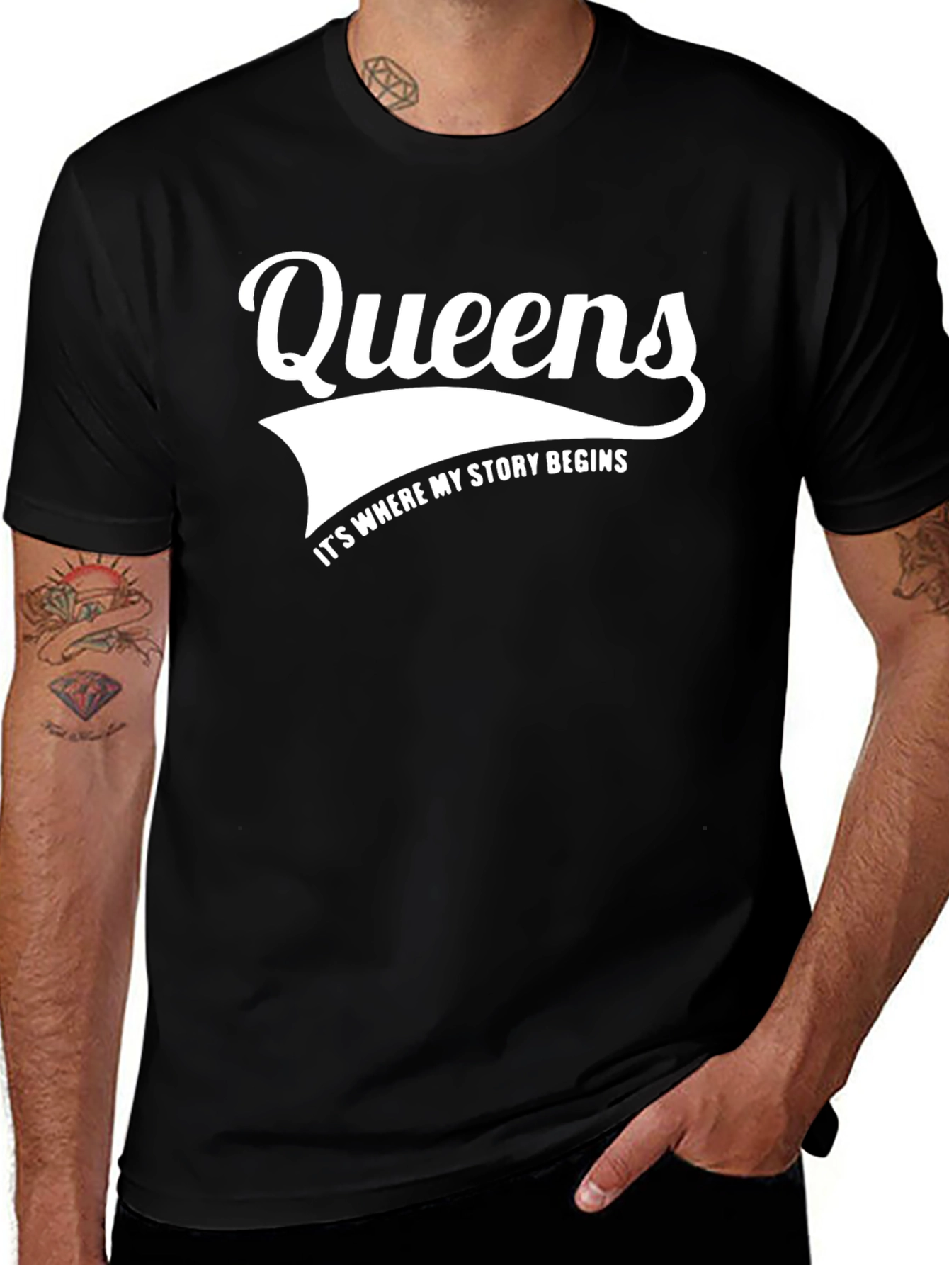 Queens, NY T-Shirt - Where My Story Begins - Black