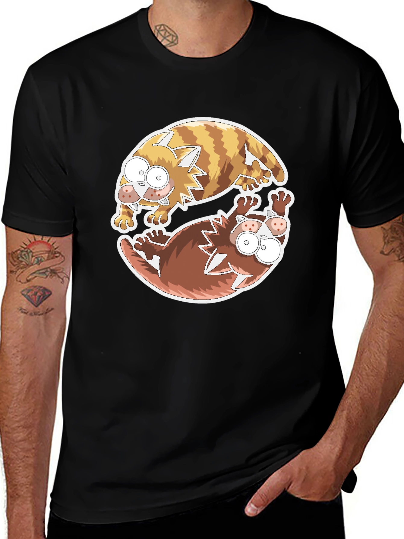 Variant 4 of Yin Yang Cats Graphic Tee - Relaxed Fit
