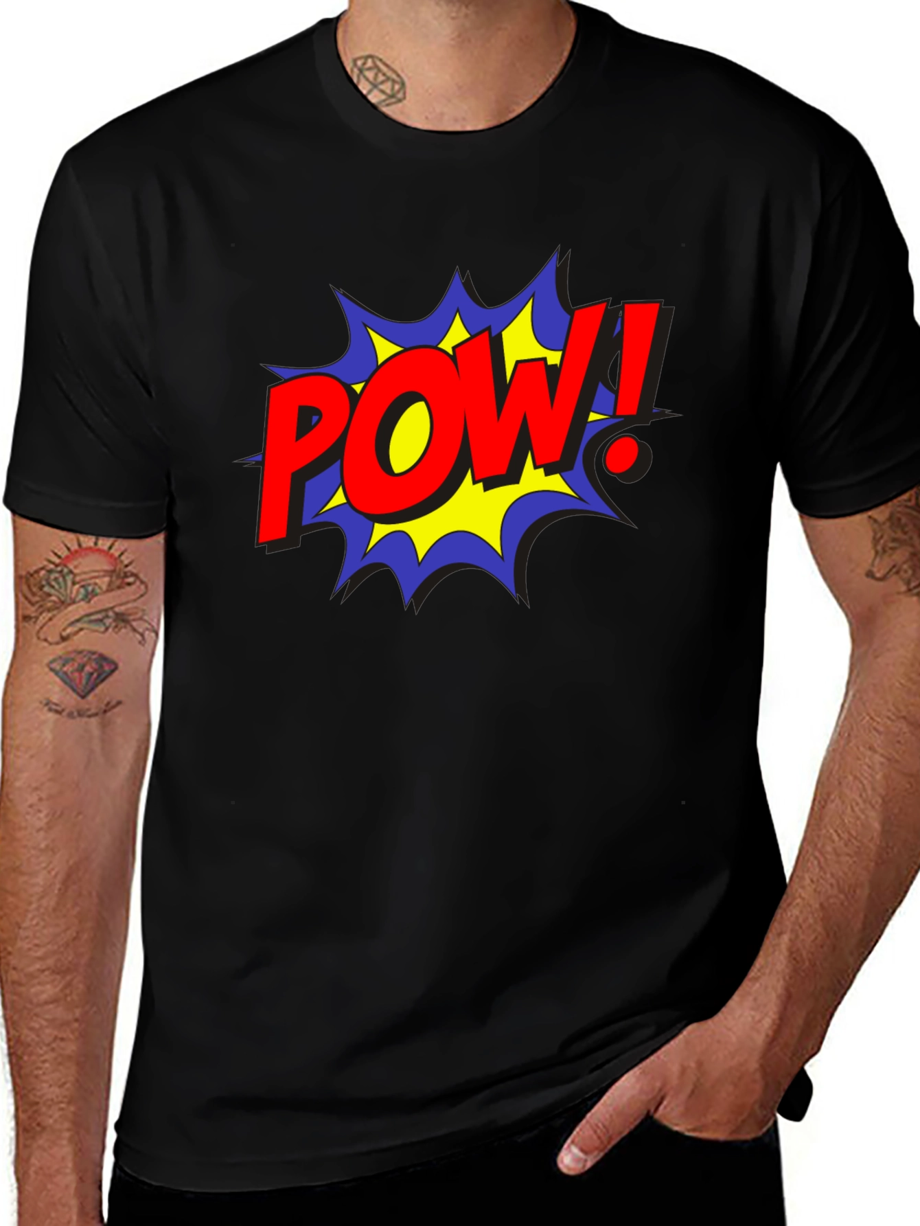Variant 21 of POW! Comic Style Black Cotton Graphic Tee