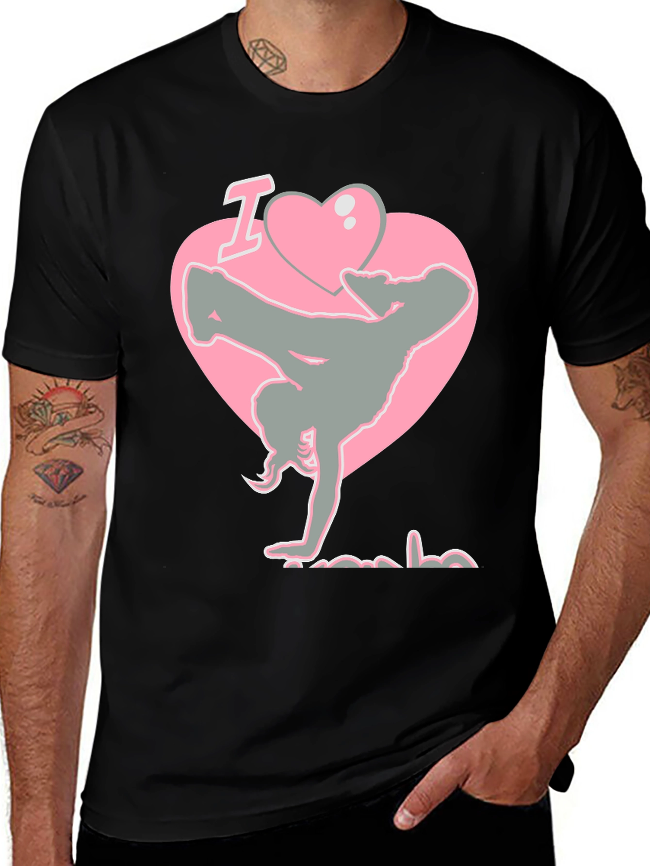 Variant 11 of I Heart Breakdancing Black T-Shirt
