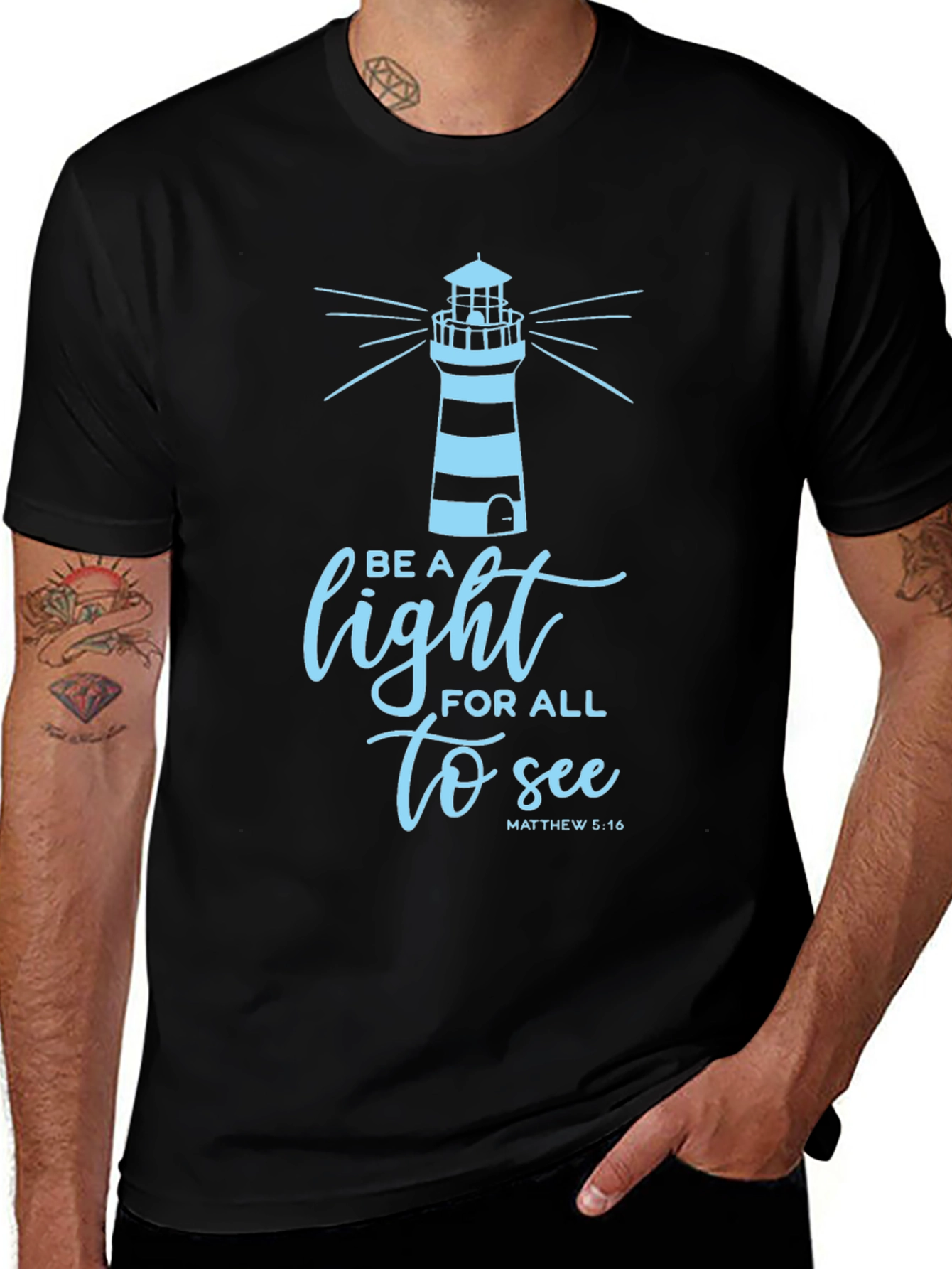 Variant 21 of Be A Light T-Shirt - Christian Graphic Tee