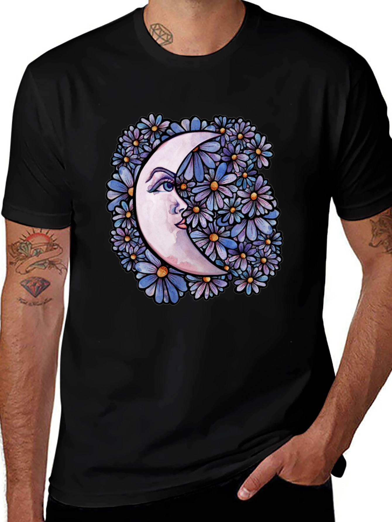Variant 8 of Moon & Floral Graphic Tee - Unisex