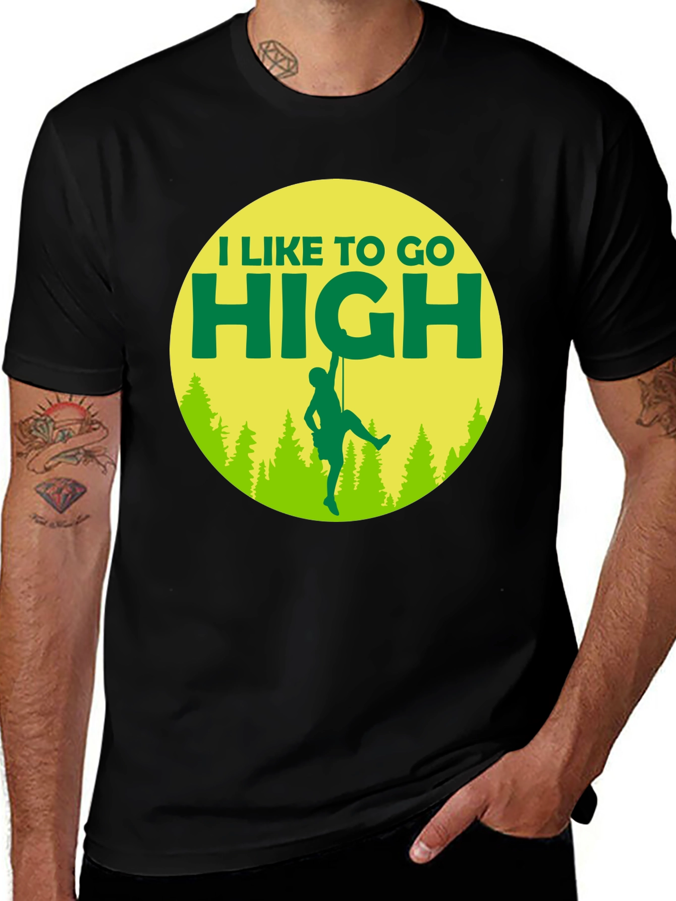 Variant 21 of I Like To Go High T-Shirt Climbing Graphic Tee