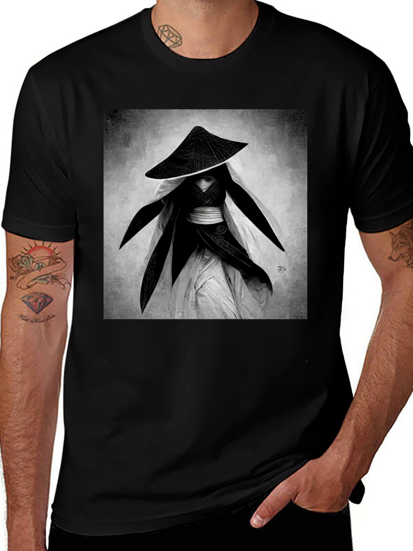 Variant 6 of Samurai Warrior Graphic Tee - Black