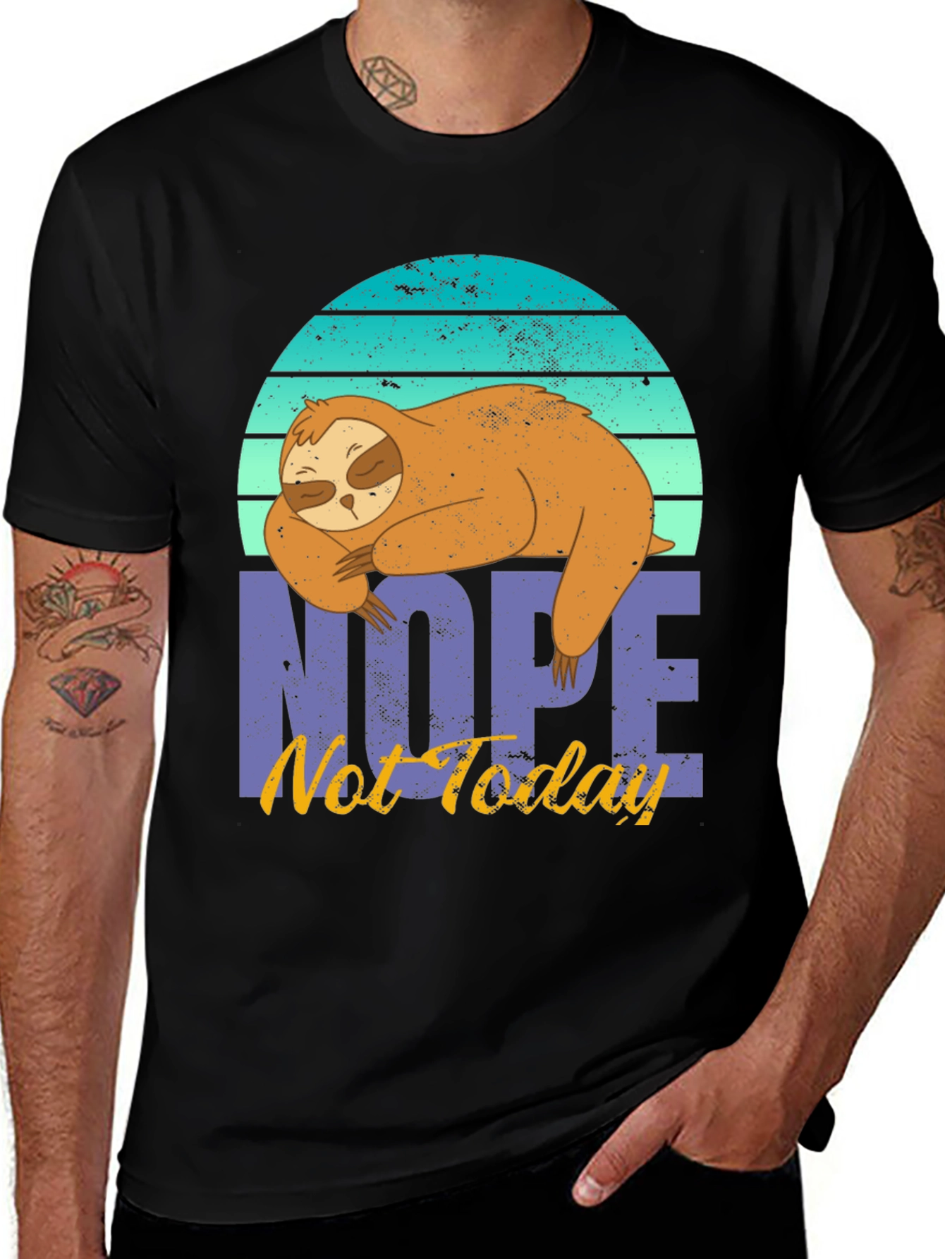 Black Nope, Not Today Sloth Graphic T-Shirt main image