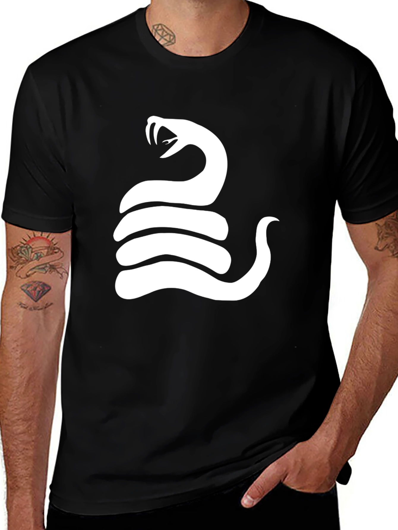 Variant 18 of Snake Graphic Tee - Black Cotton T-Shirt