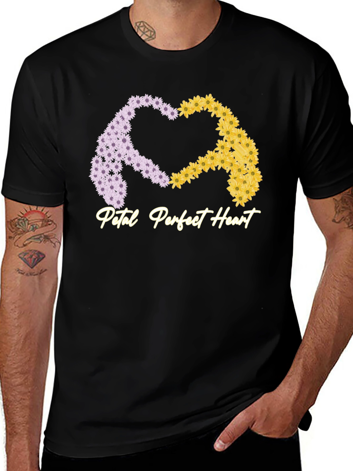 Variant 14 of Floral Heart Graphic Tee - Petal Perfect Love