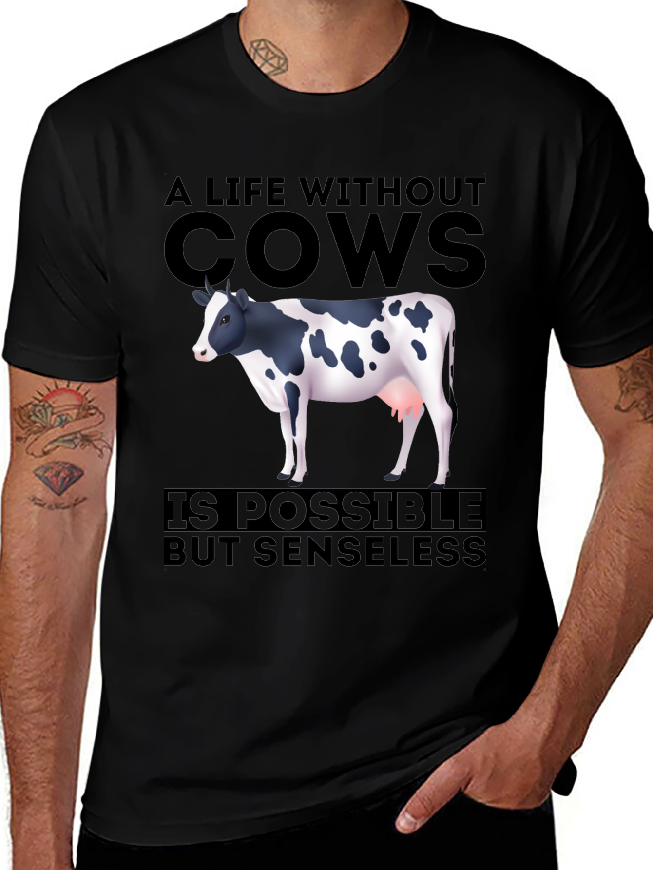 Variant 23 of Cow Lover T-Shirt: A Life Without Cows is Senseless