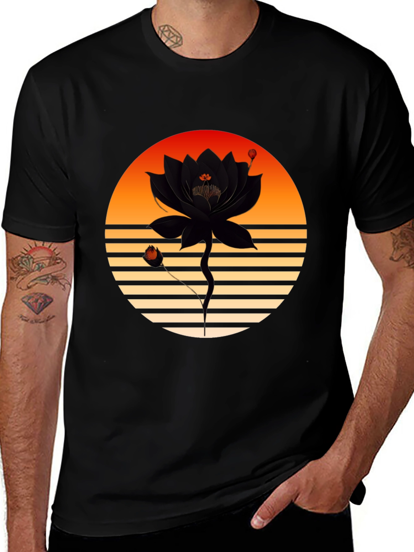Variant 5 of Sunset Lotus Graphic Tee