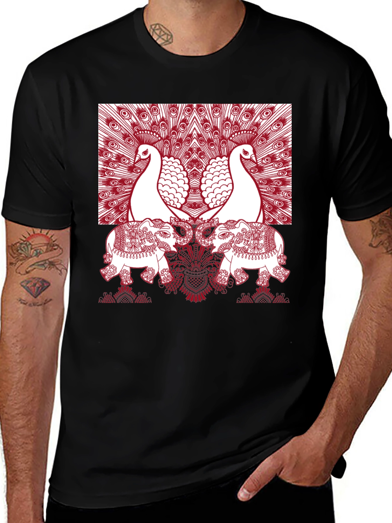 Variant 20 of Peacock Elephant Graphic Tee