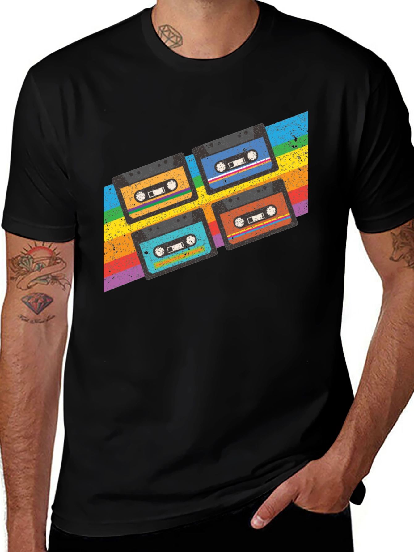 Variant 19 of Retro Cassette Tape Rainbow T-Shirt
