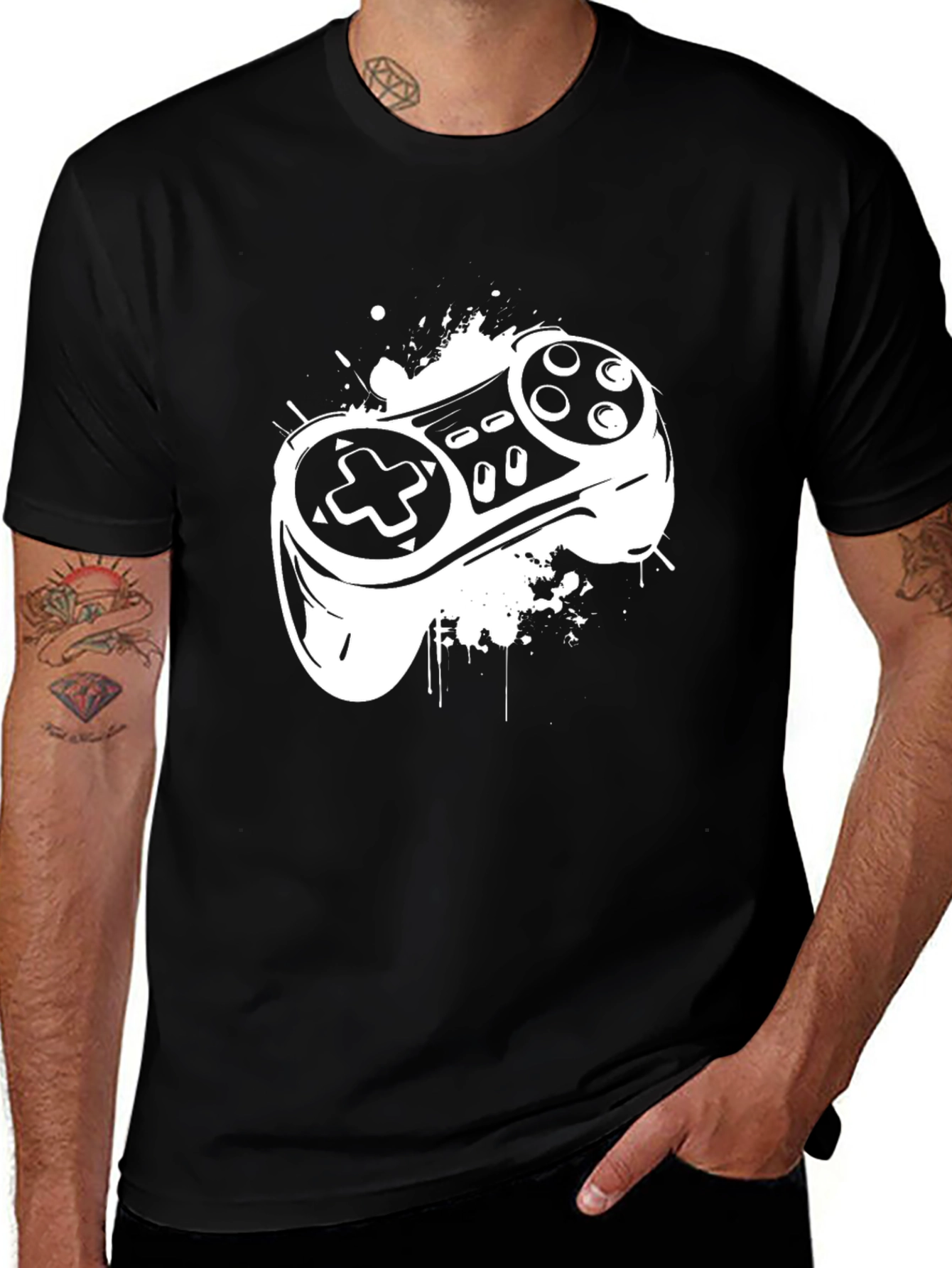 Black Gaming Controller Graphic Tee - Black main image
