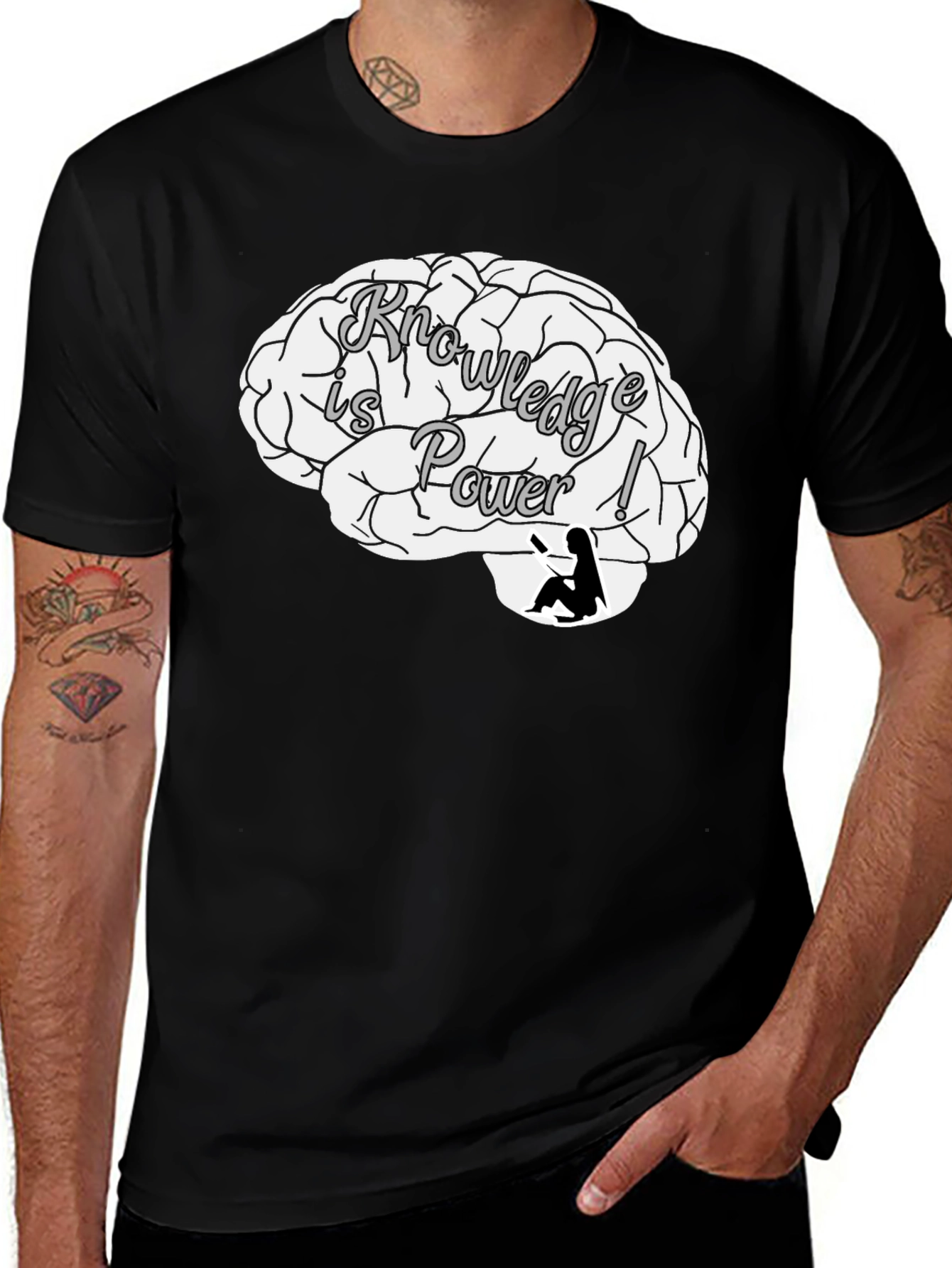 Variant 21 of Knowledge is Power Brain Graphic T-Shirt