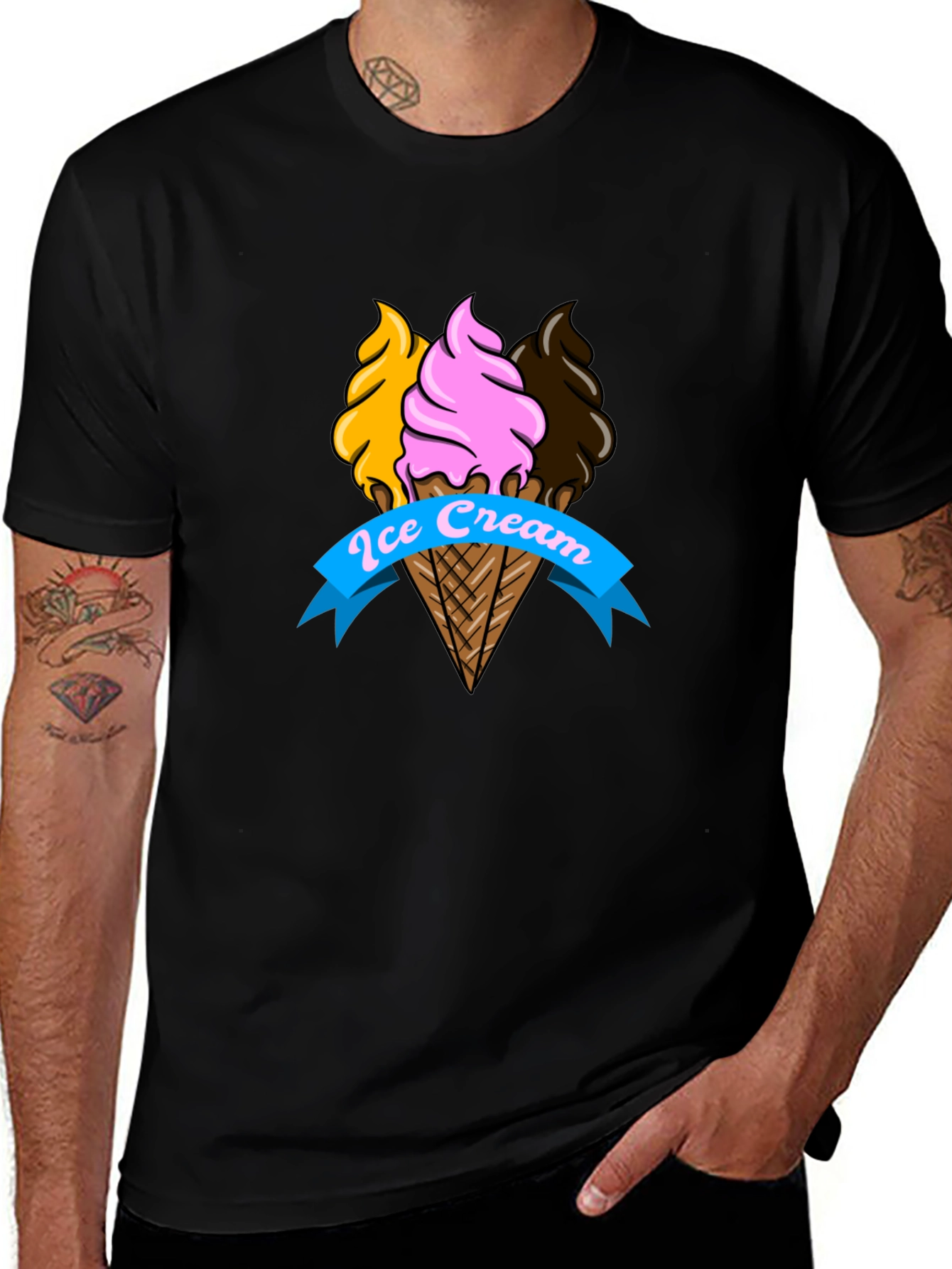 Black Ice Cream Cone Graphic Tee - Fun & Stylish T-Shirt main image