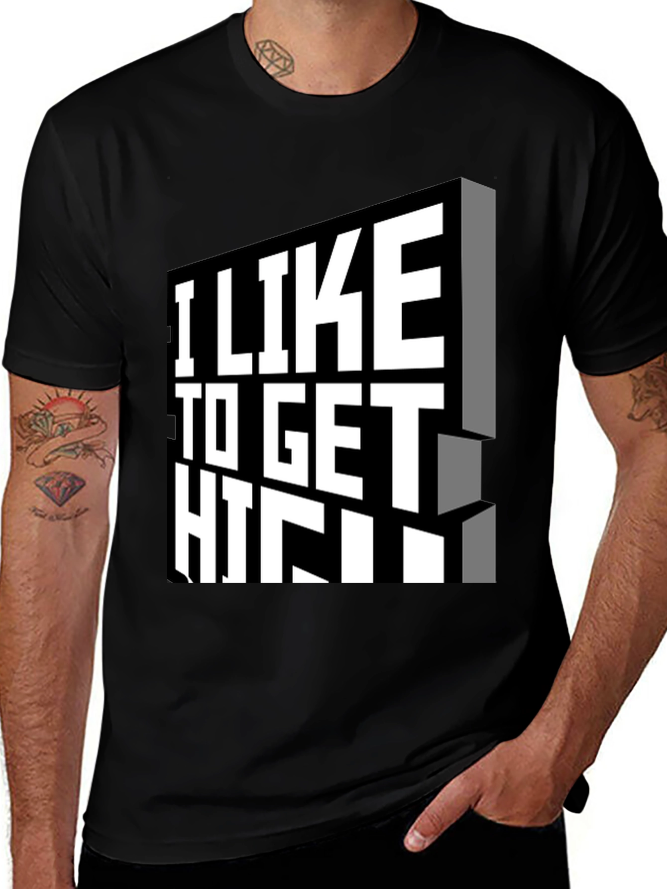 Variant 6 of I Like to Get High Black Graphic Tee Shirt