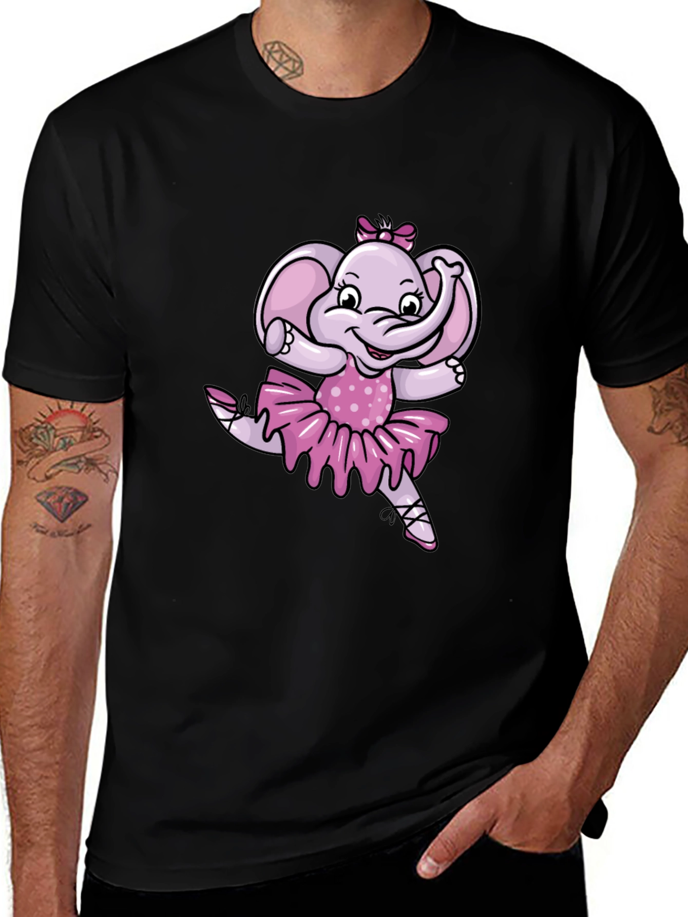 Variant 17 of Ballerina Elephant Black T-Shirt