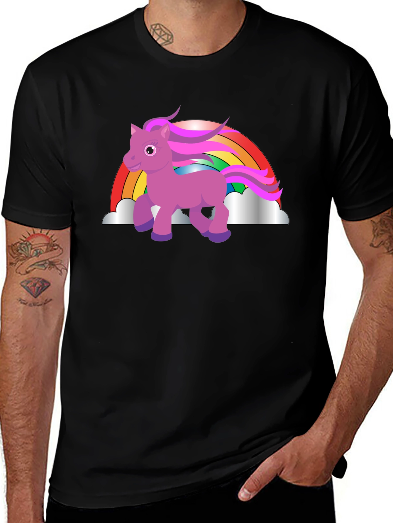Variant 5 of Unicorn Rainbow Graphic T-Shirt - Soft Black Cotton Tee