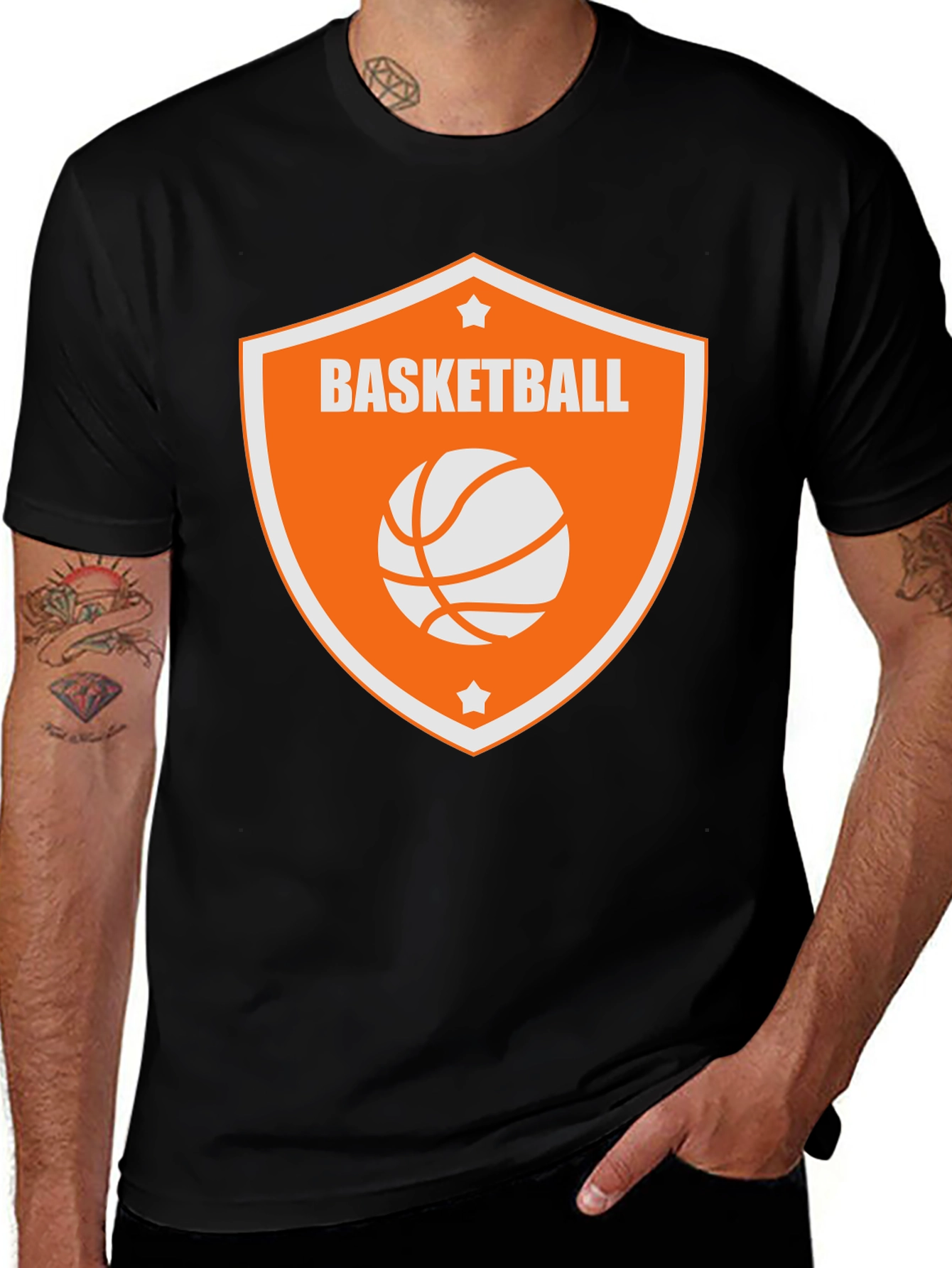 Variant 17 of Basketball Graphic Tee - Black Cotton Shirt