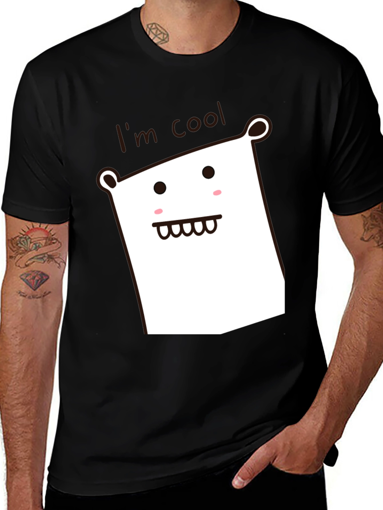 Variant 29 of Cool Character Black Cotton Graphic Tee