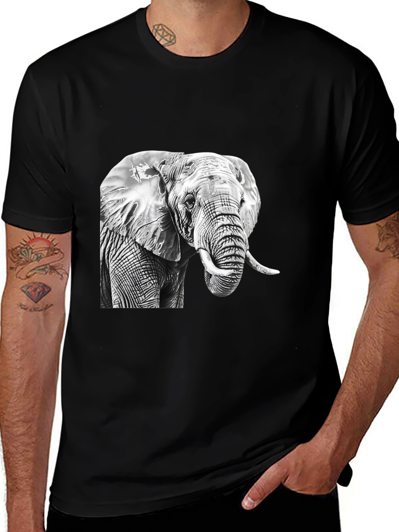 Variant 5 of Elephant Graphic Tee - Classic Black Cotton Comfort