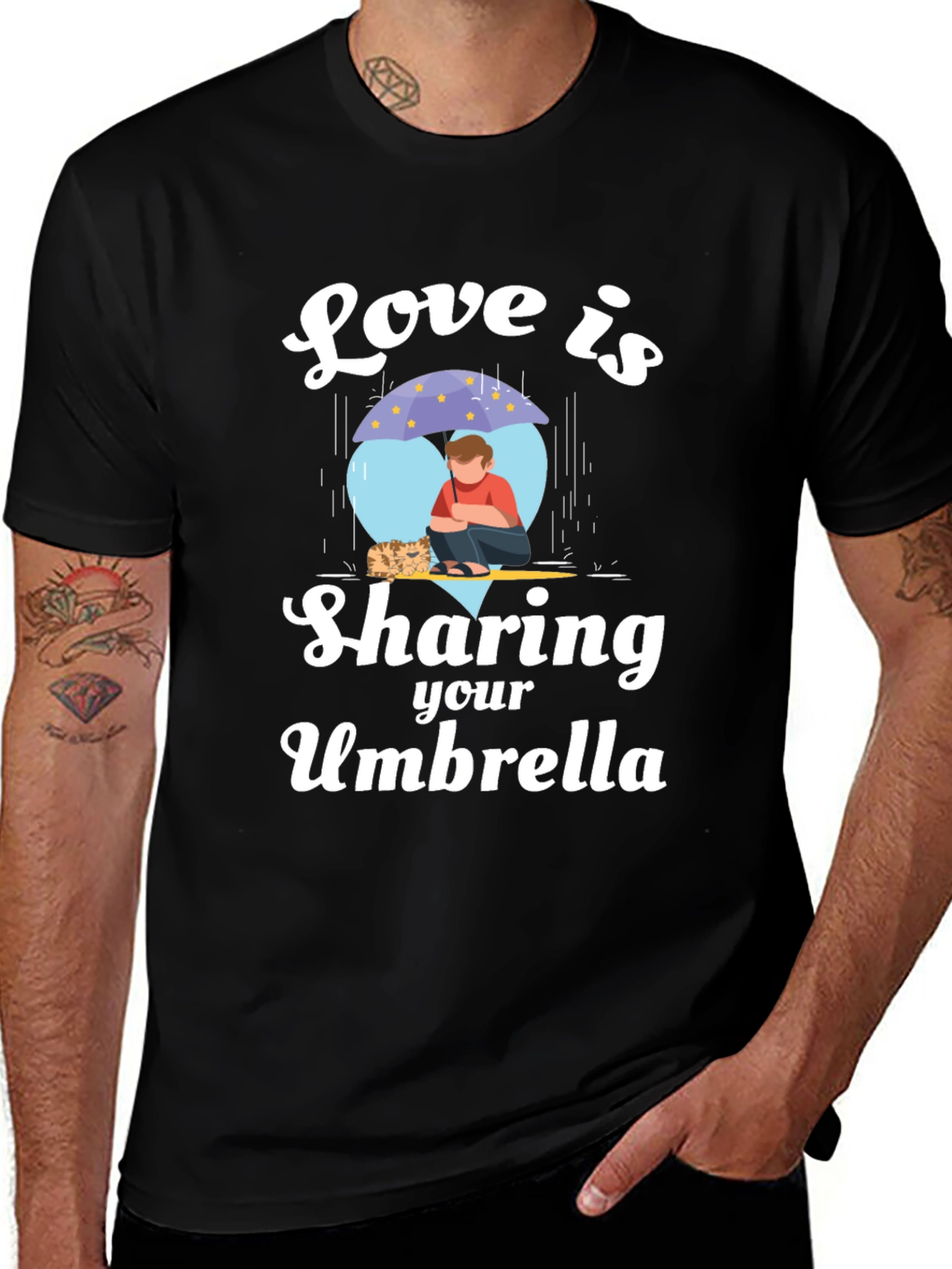 Black Love is Sharing Your Umbrella Black T-Shirt main image