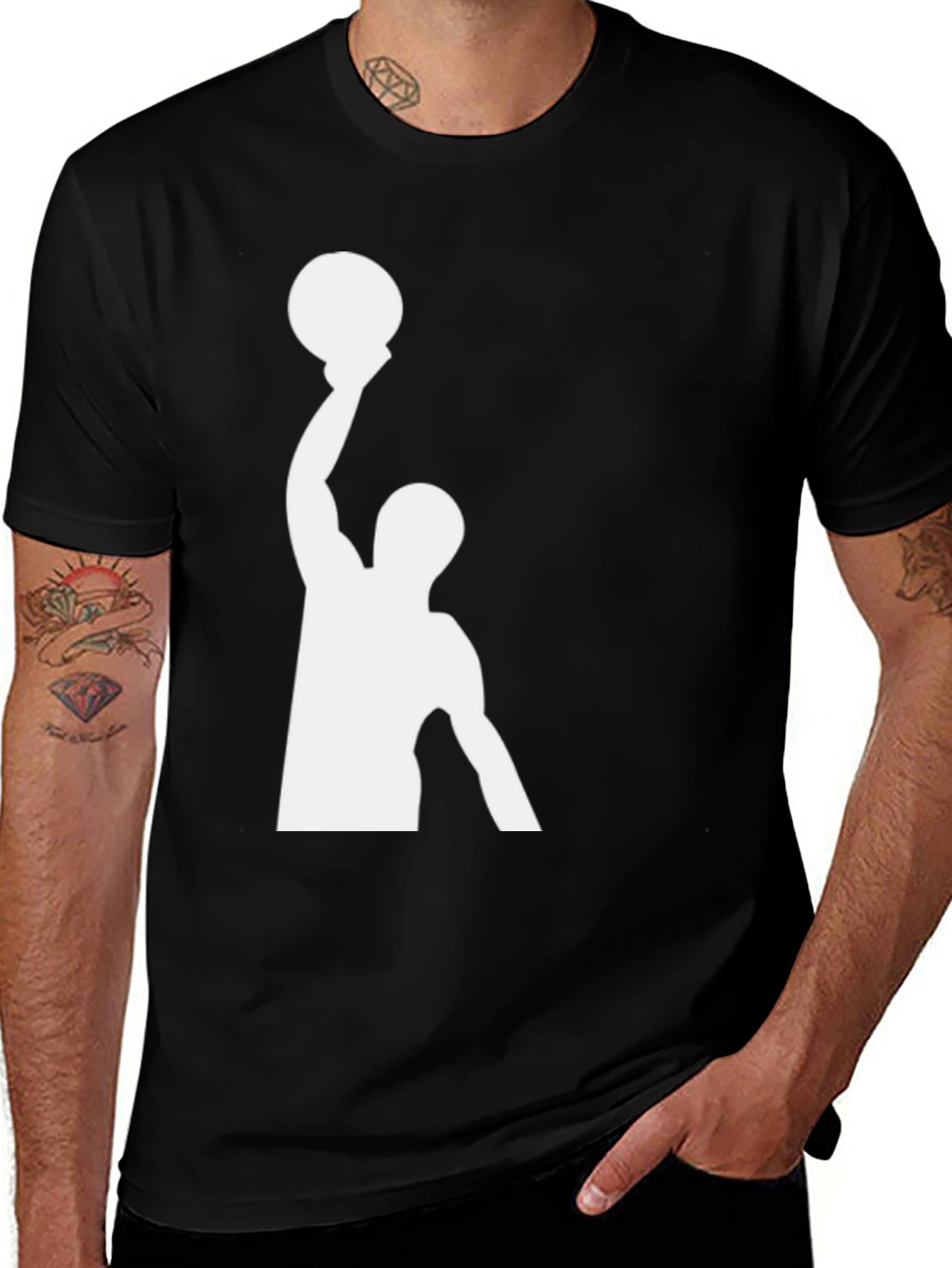 Variant 27 of Basketball Player Graphic Tee - Black Cotton T-Shirt
