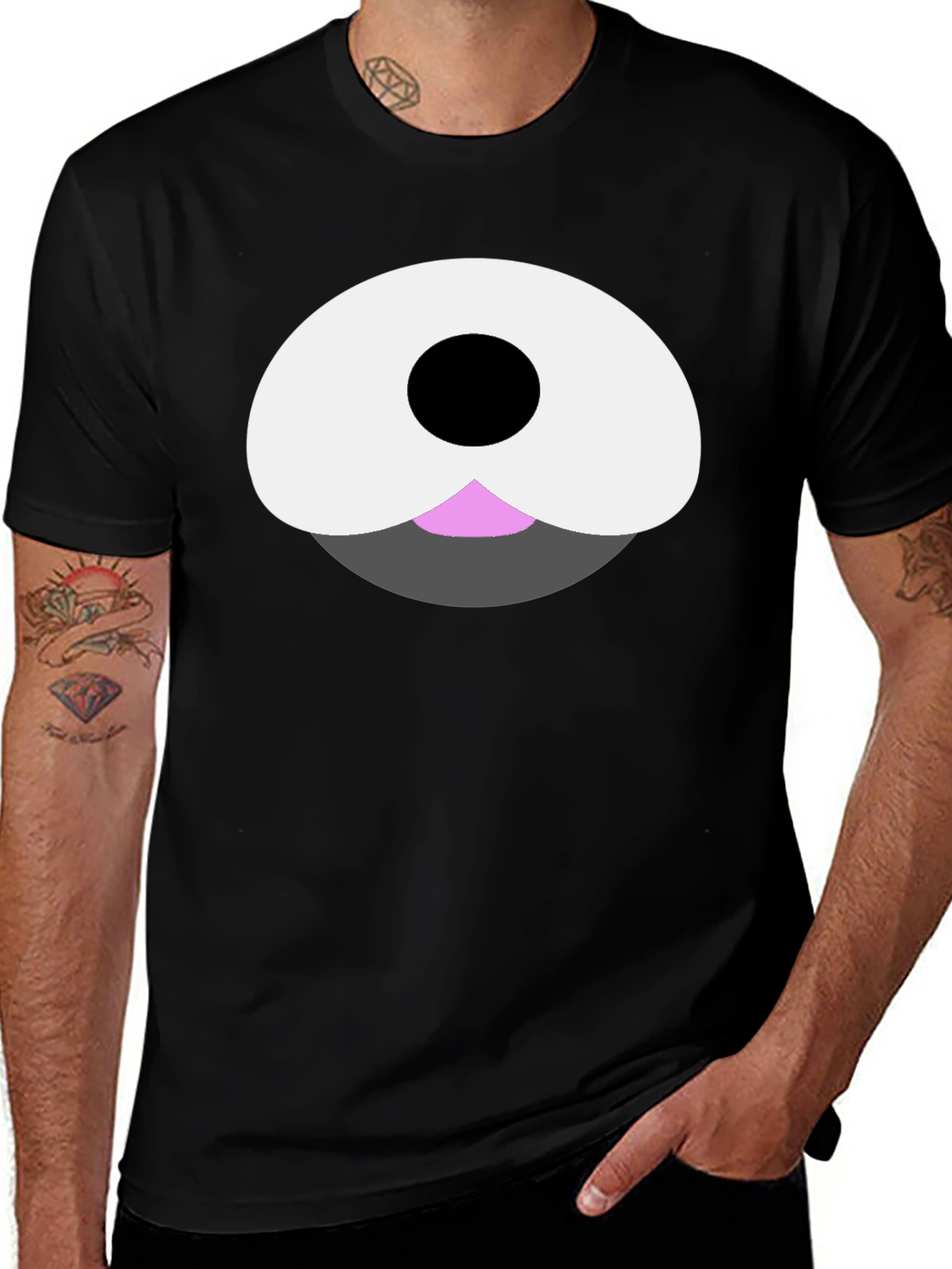 Variant 24 of Cute Cartoon Bear Face Black T-Shirt