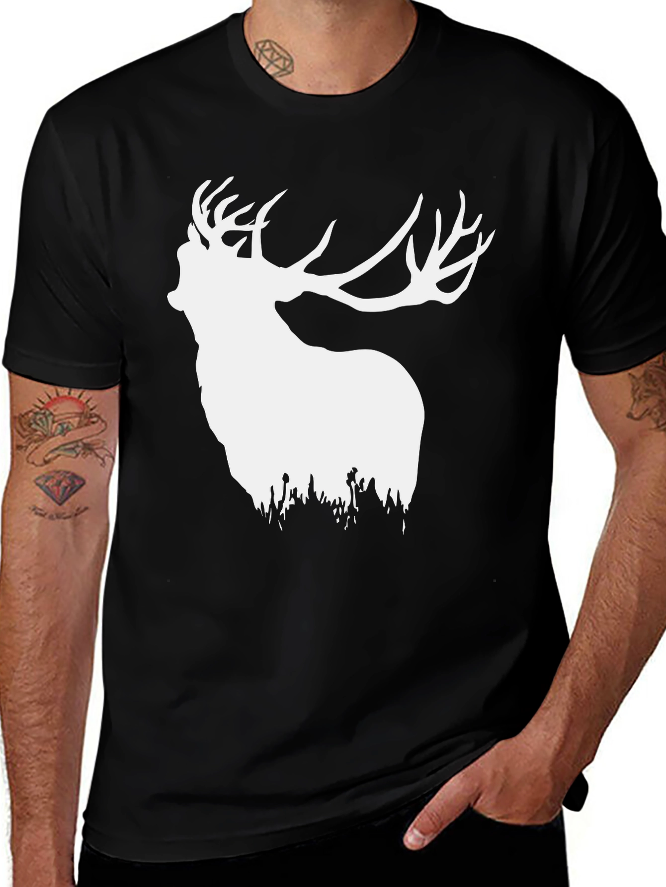 Variant 8 of Stag Graphic Tee - Black Deer T-Shirt