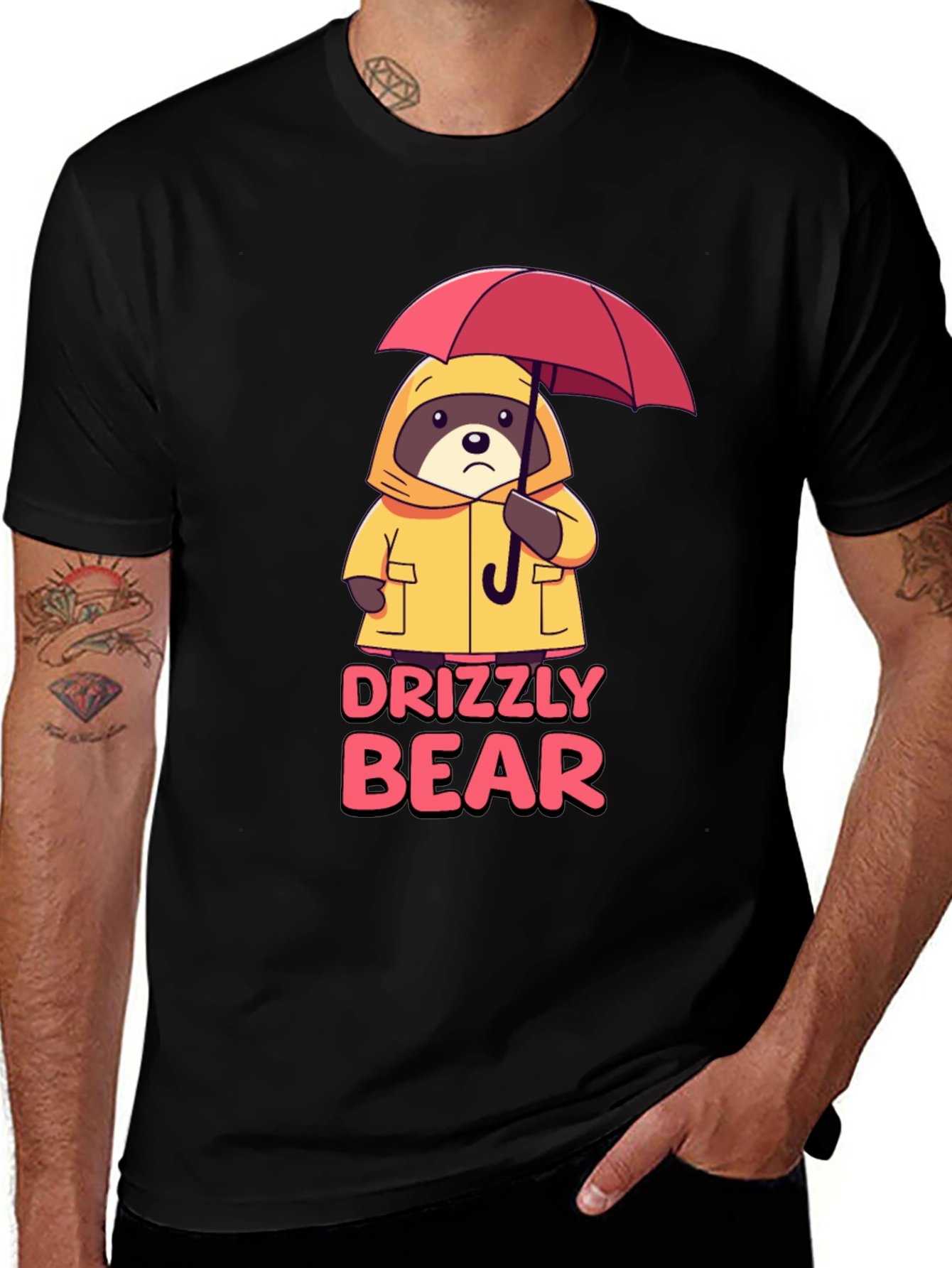 Variant 18 of Drizzly Bear Graphic Tee - Black T-Shirt