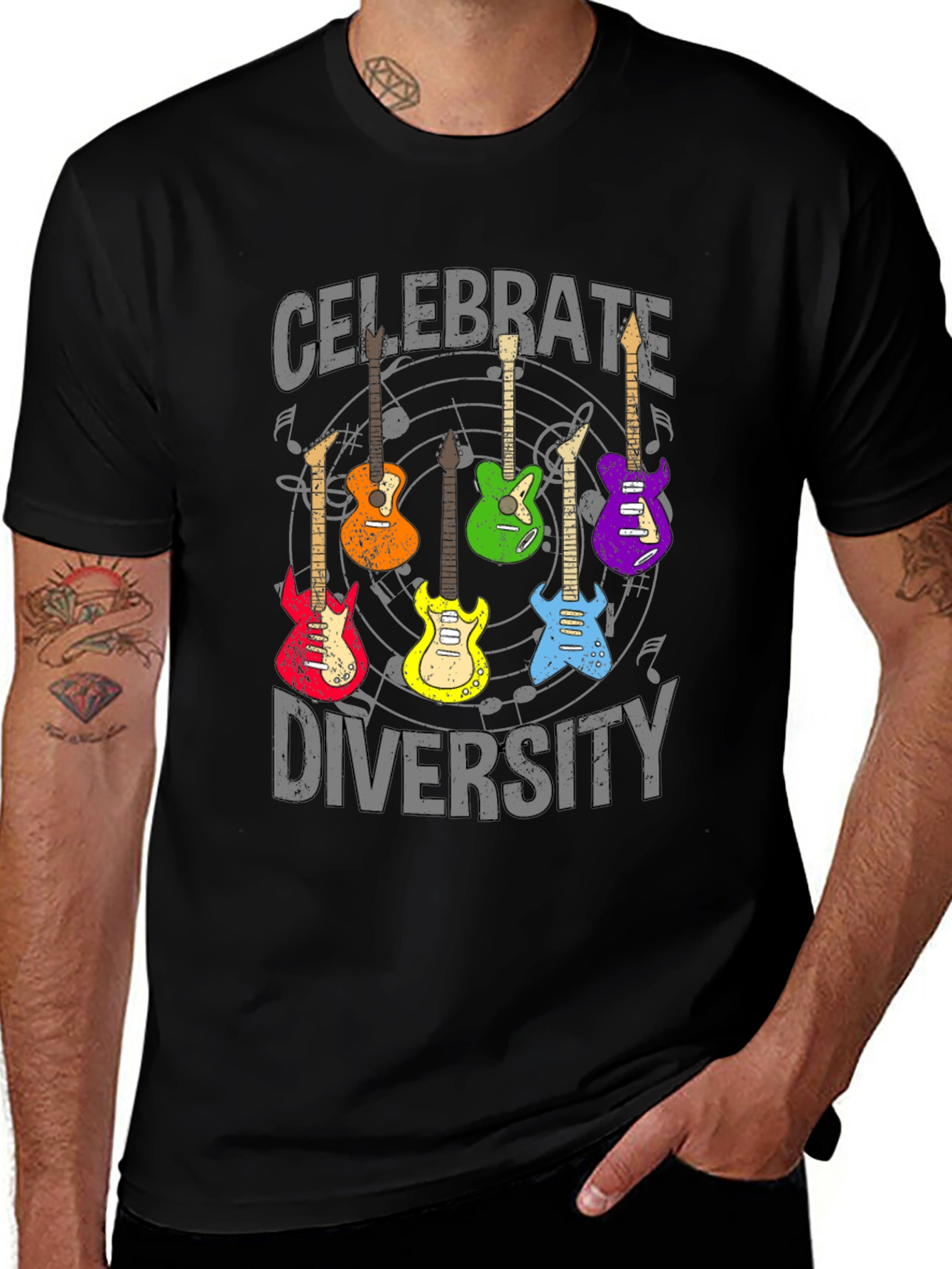 Variant 3 of Celebrate Diversity Guitar Graphic T-Shirt