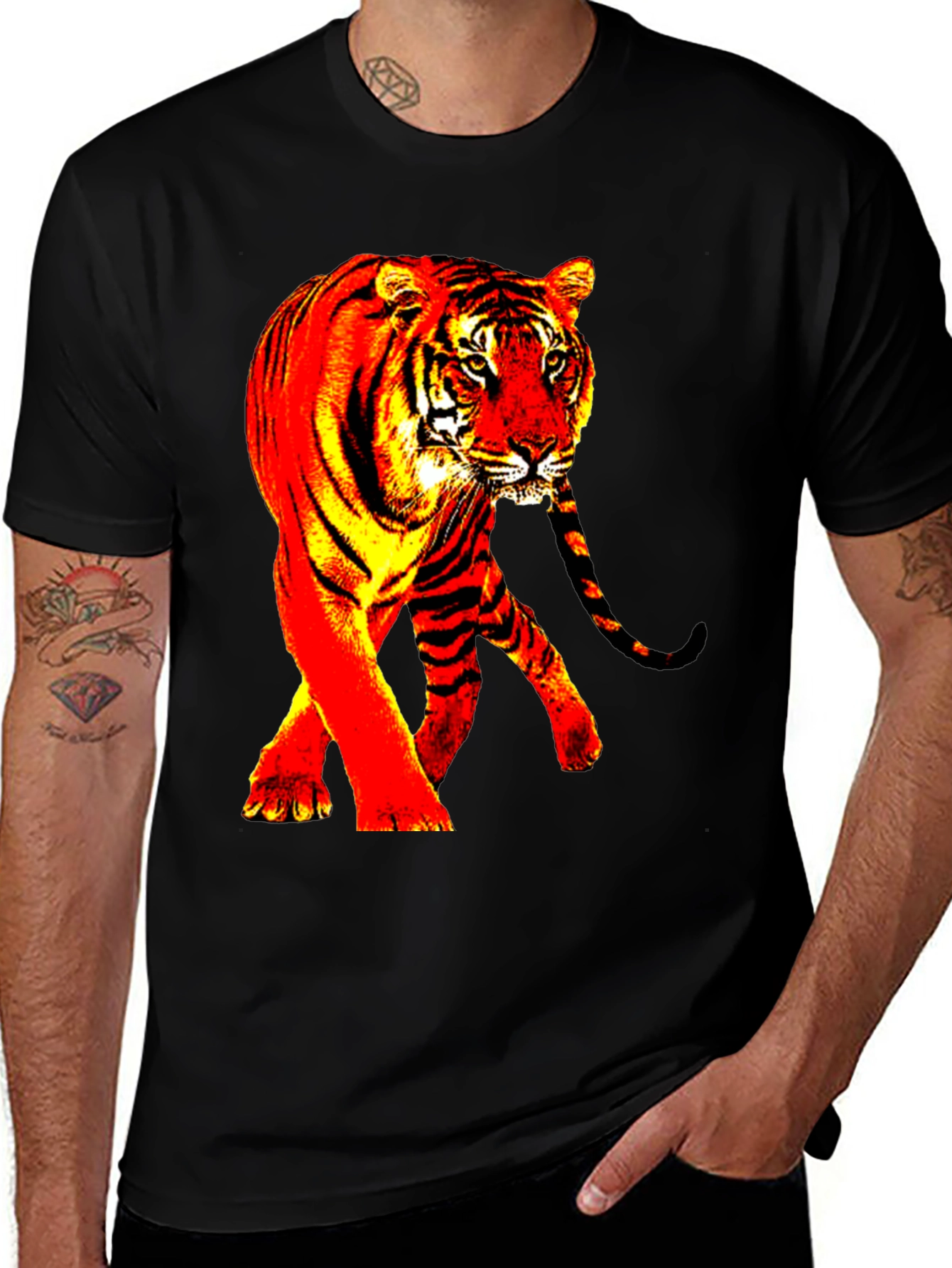 Variant 9 of Fiery Tiger Graphic Tee - Bold Animal Print Shirt