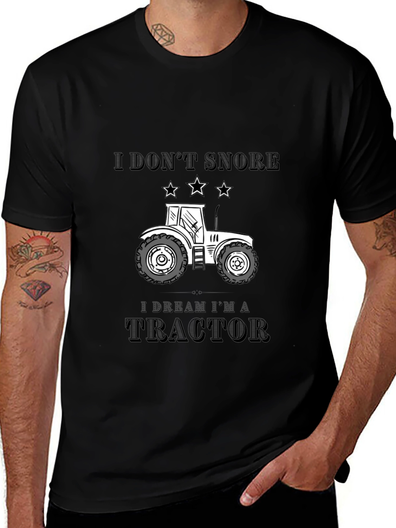 Variant 7 of I Dream I'm a Tractor Men's Black Graphic T-Shirt