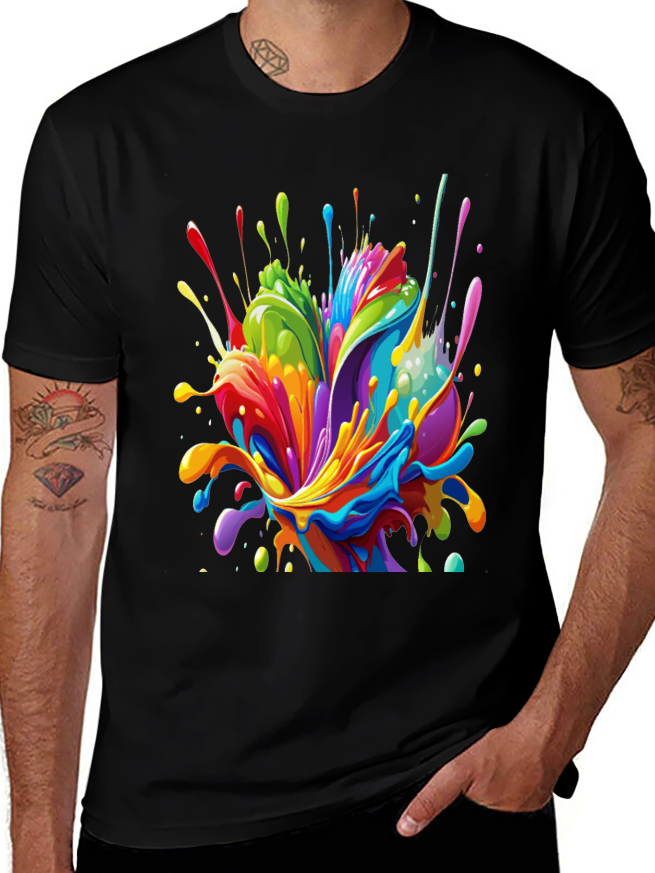Variant 8 of Colorful Splatter Art Tee - Graphic Print