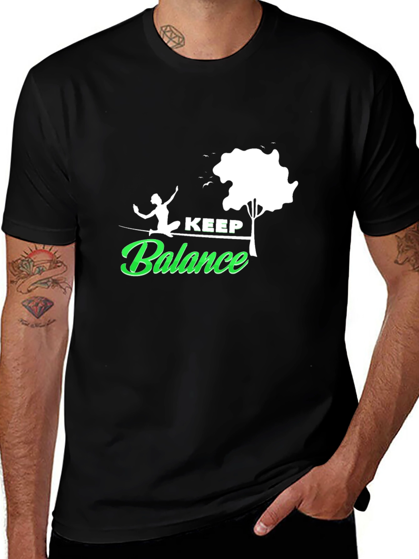 Variant 17 of Keep Balance Graphic Tee - Black Cotton T-Shirt