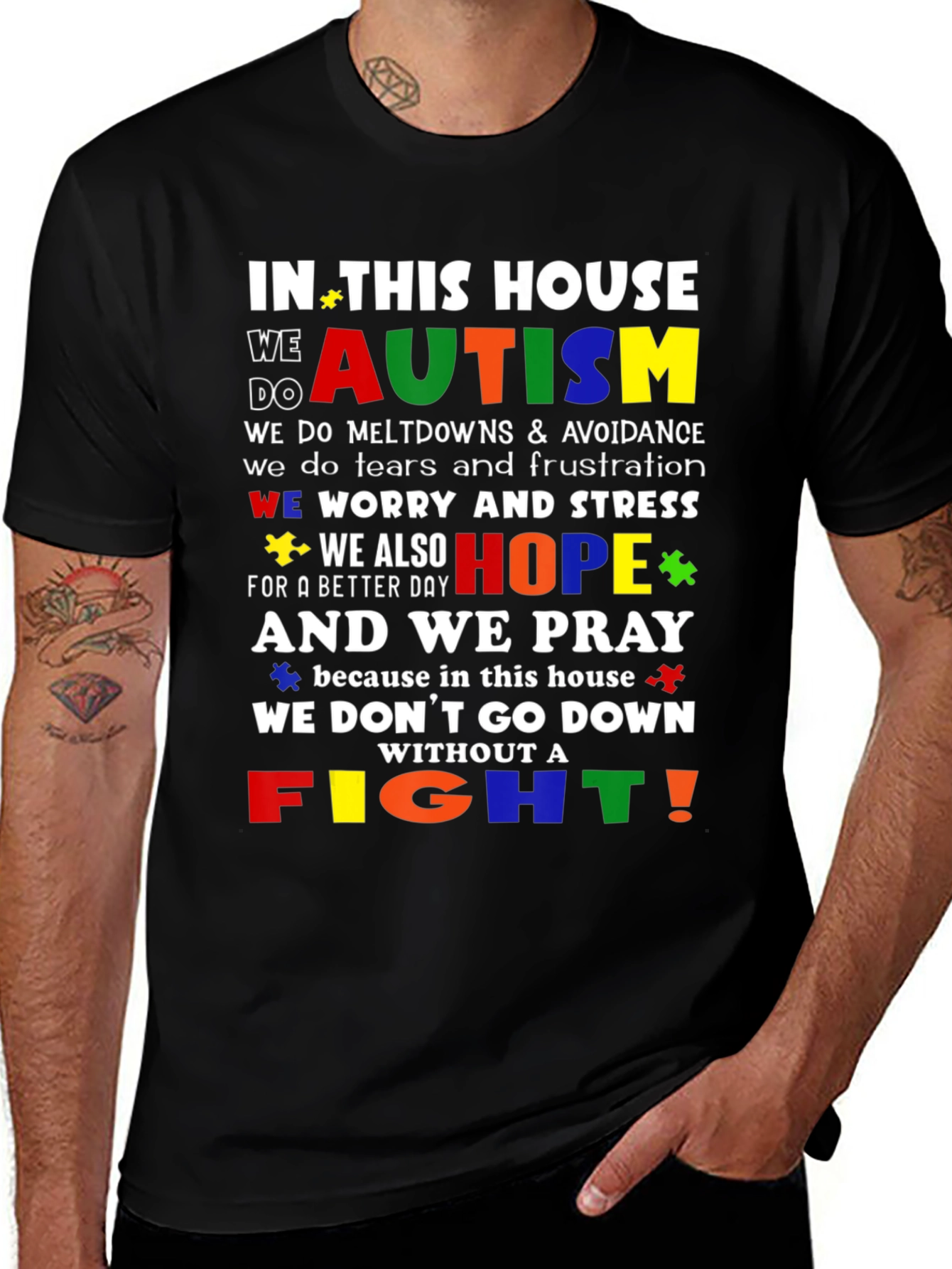 Autism Awareness T-Shirt - In This House We Do Autism