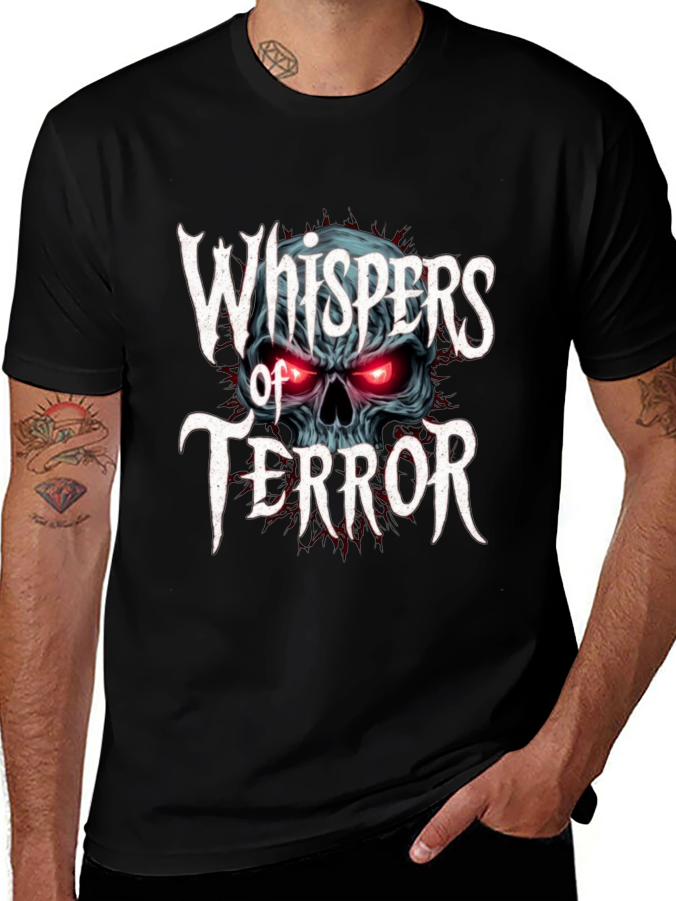Variant 22 of Whispers of Terror Skull Graphic T-Shirt