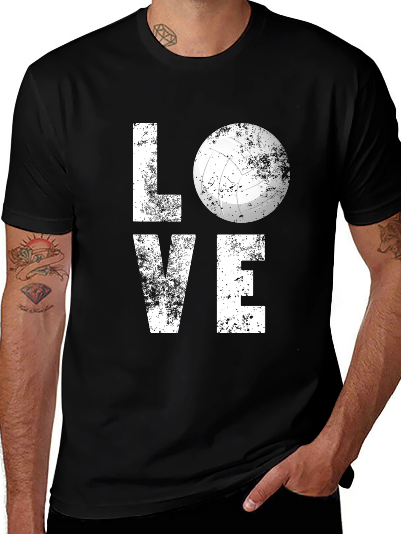 Variant 30 of Love Volleyball Graphic Tee - Black Cotton Blend